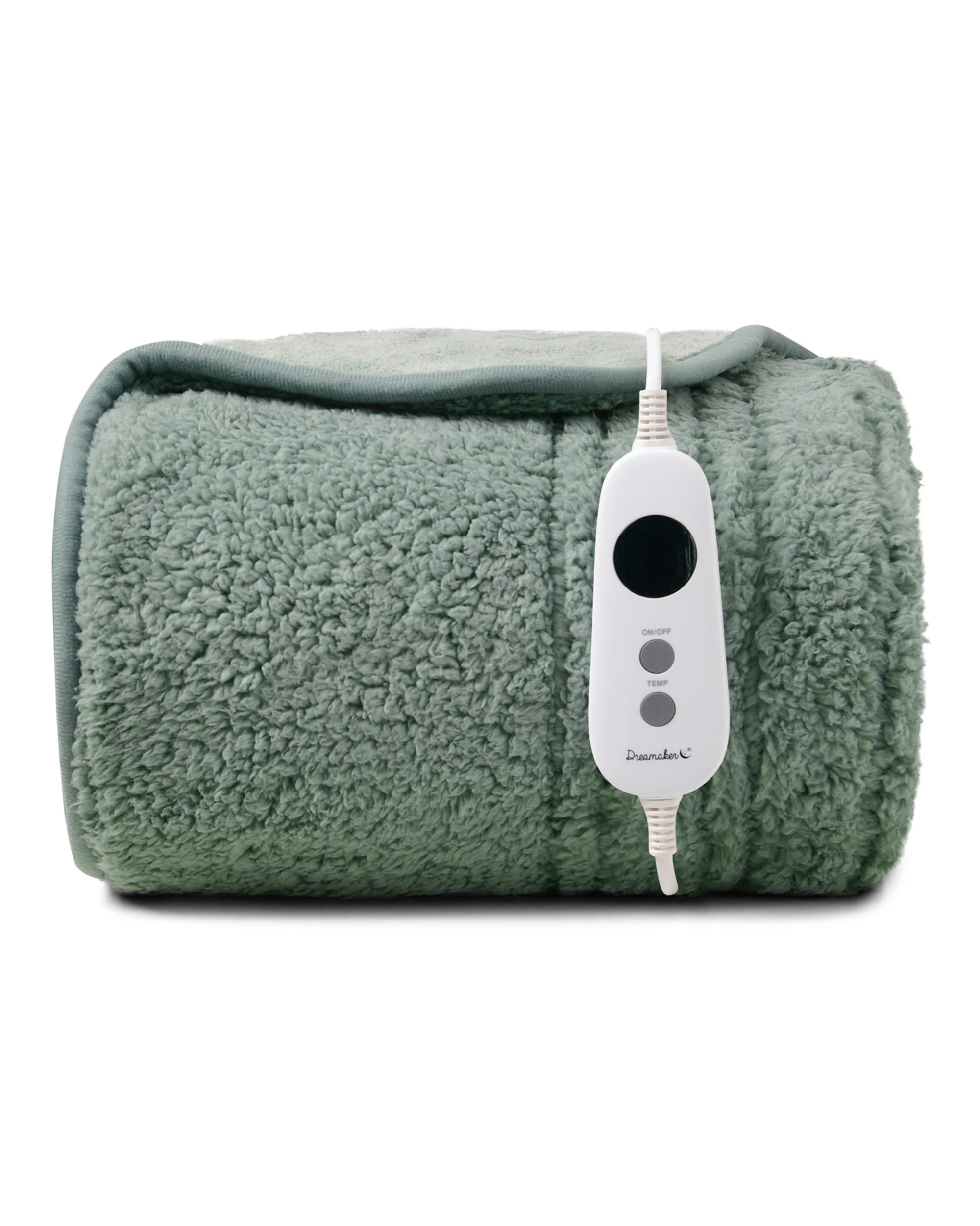 2 Dreamaker Eve Reversible Sherpa & Coral Fleece Heated Throw 130x160cm - Olive, 2 of 8