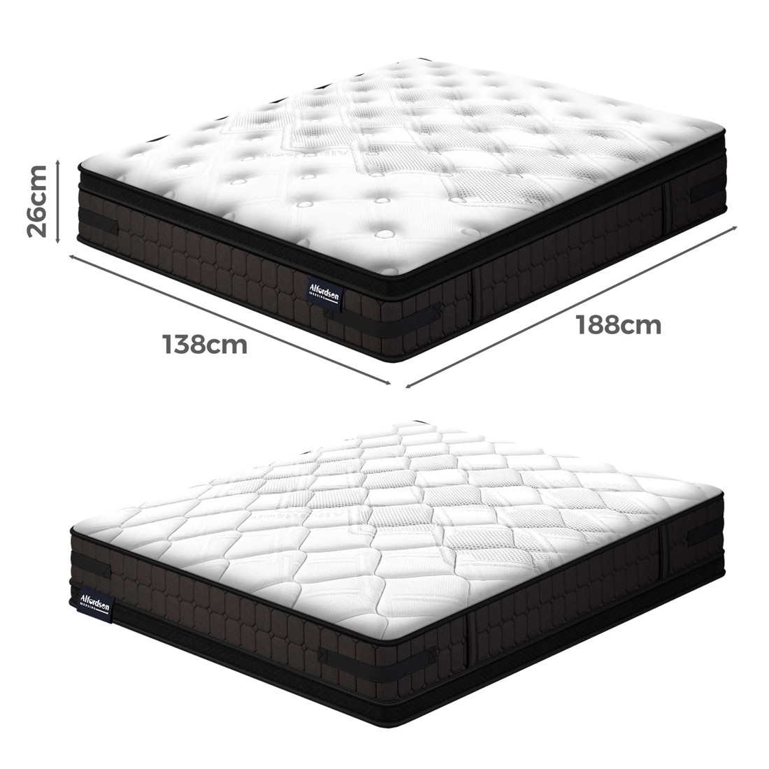2 Alfordson Mattress Double Bed Bonnell Spring Double-Sided 26cm Medium Firm, 2 of 9