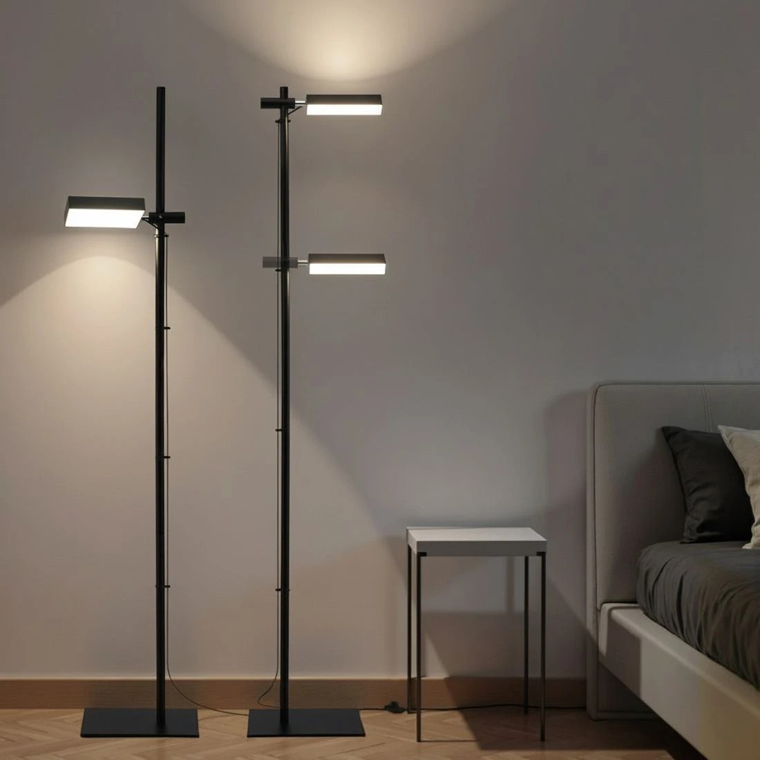 4 Artiss LED Floor Lamp, Modern Reading Lamp 360° Rotating Adjustable Light Head,12W Standing Lamp for Living Room - Black, 4 of 6