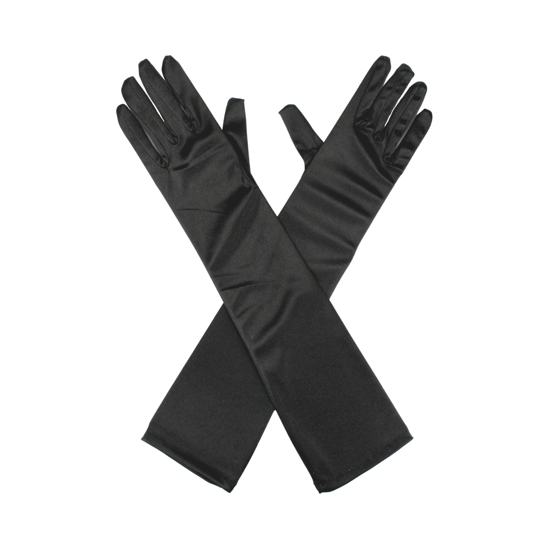 1 JD Party Adult Long Black Satin Gloves, 1 of 1