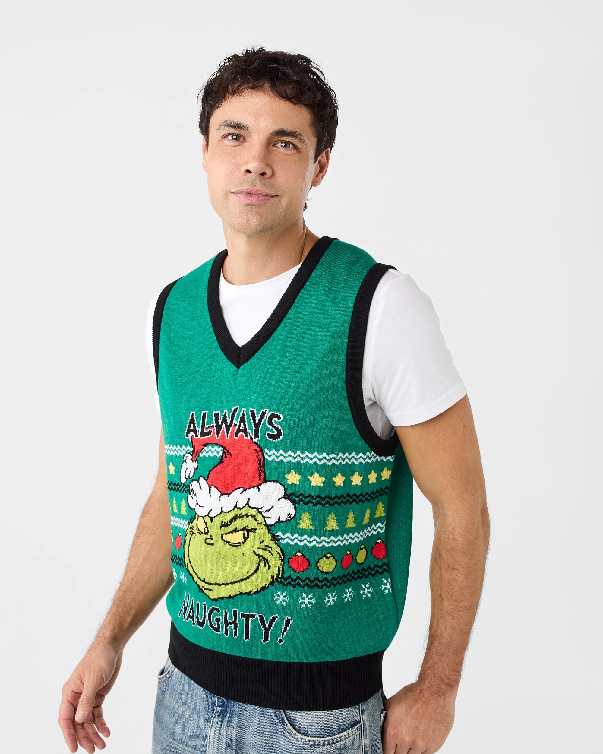 1 Christmas Knit Vest Grn Grinch, 1 of 6