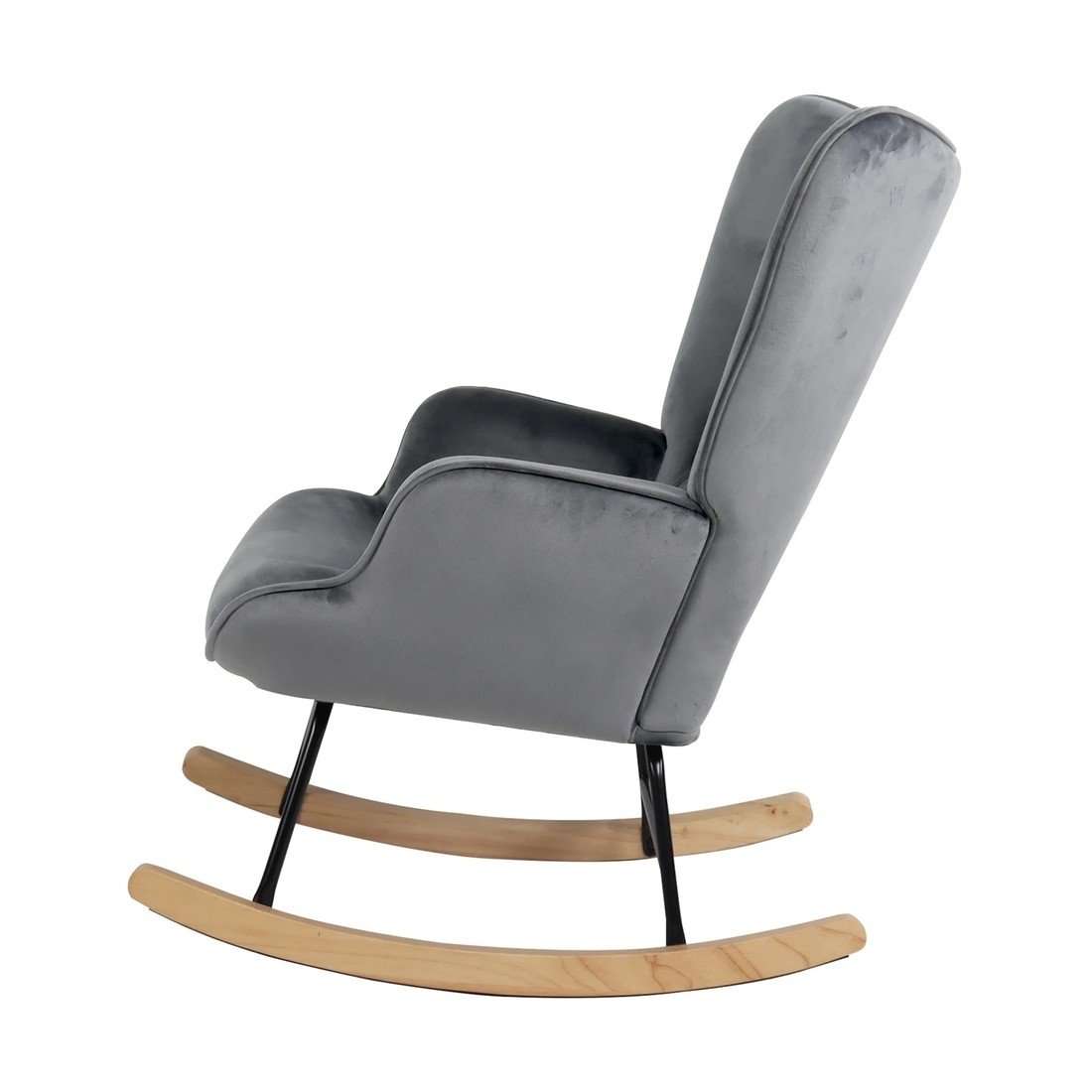 Oikiture Rocking Chair Nursing Armchair Velvet Accent Chairs ...