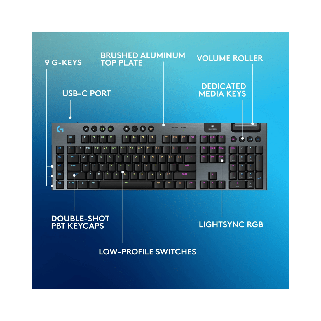 6 LOGITECH G915 X LIGHTSPEED Low-Profile Wireless Gaming Keyboard
 - black, 6 of 10