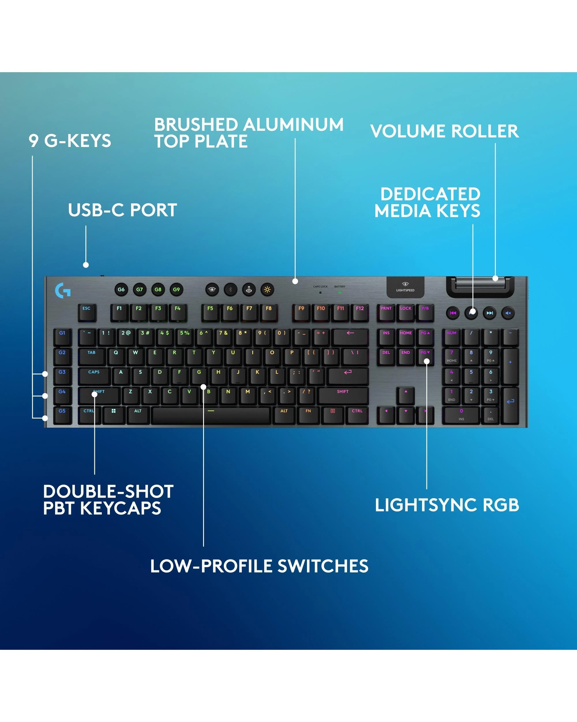 6 LOGITECH G915 X LIGHTSPEED Low-Profile Wireless Gaming Keyboard
 - black, 6 of 10
