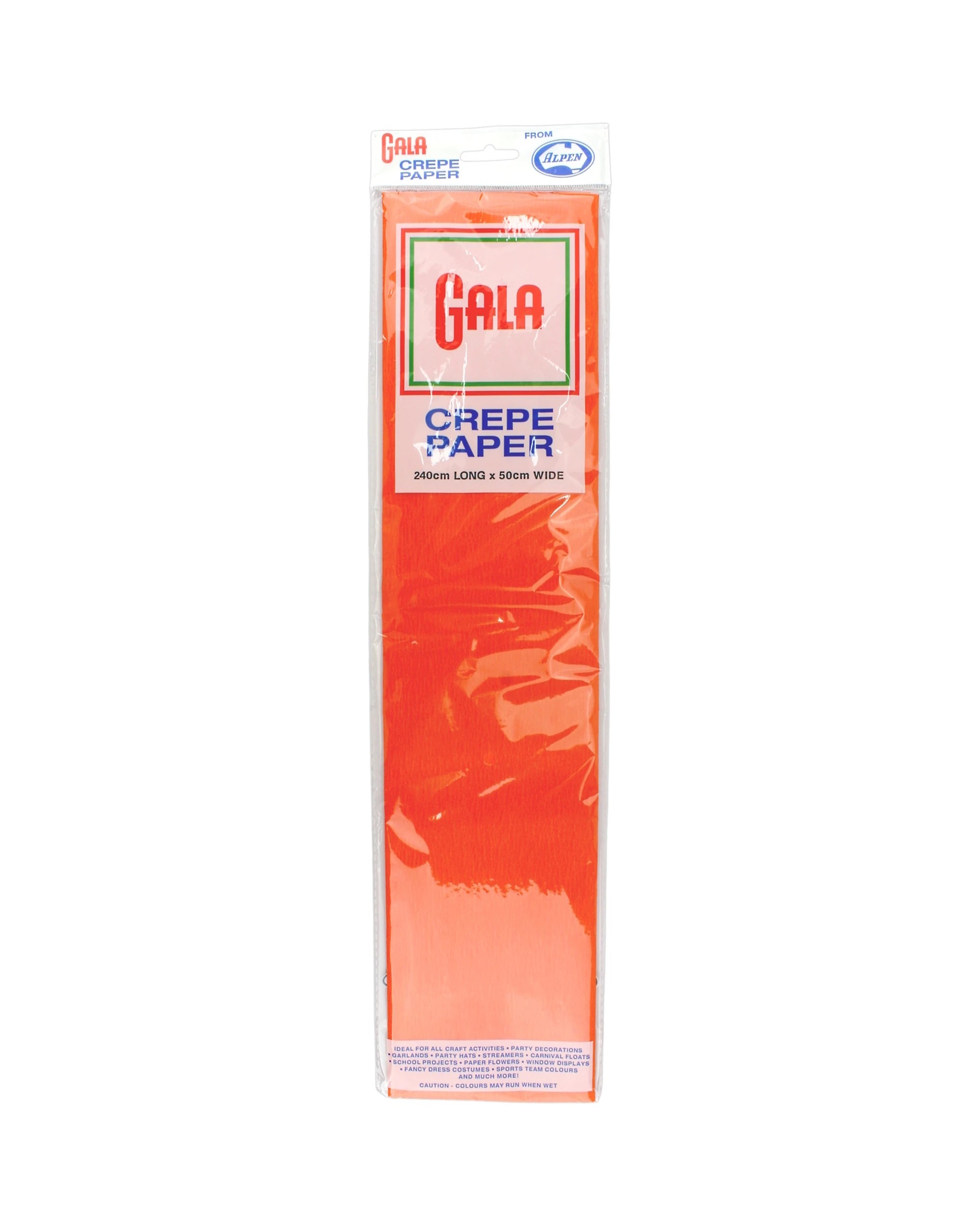 1 Alpen Gala Crepe Paper 240cm x 50cm 1 Sheet - Orange, 1 of 1