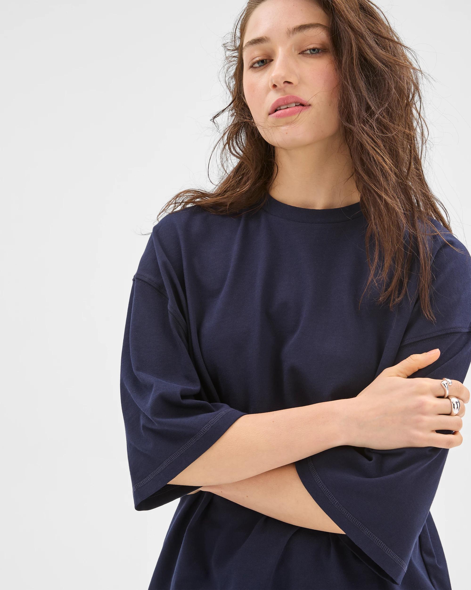 5 Lily Loves Australian Cotton Oversized T-Shirt NAVY, 5 of 7