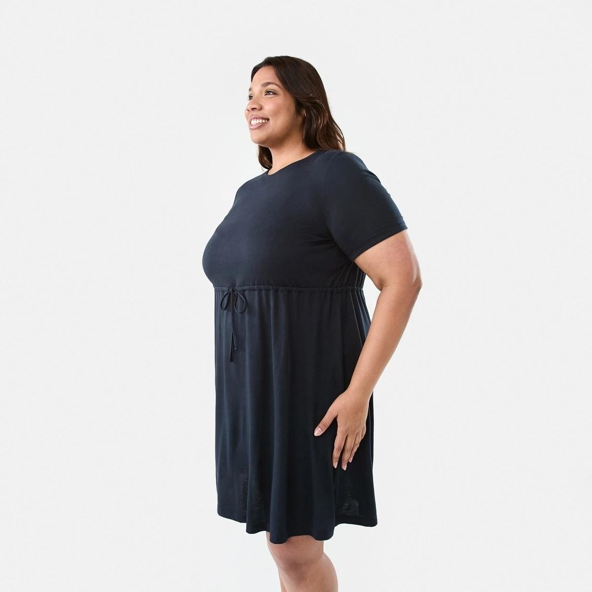 2 Curve Short Sleeve Tie Front T-shirt Mini Dress Sky Cptn, 2 of 7