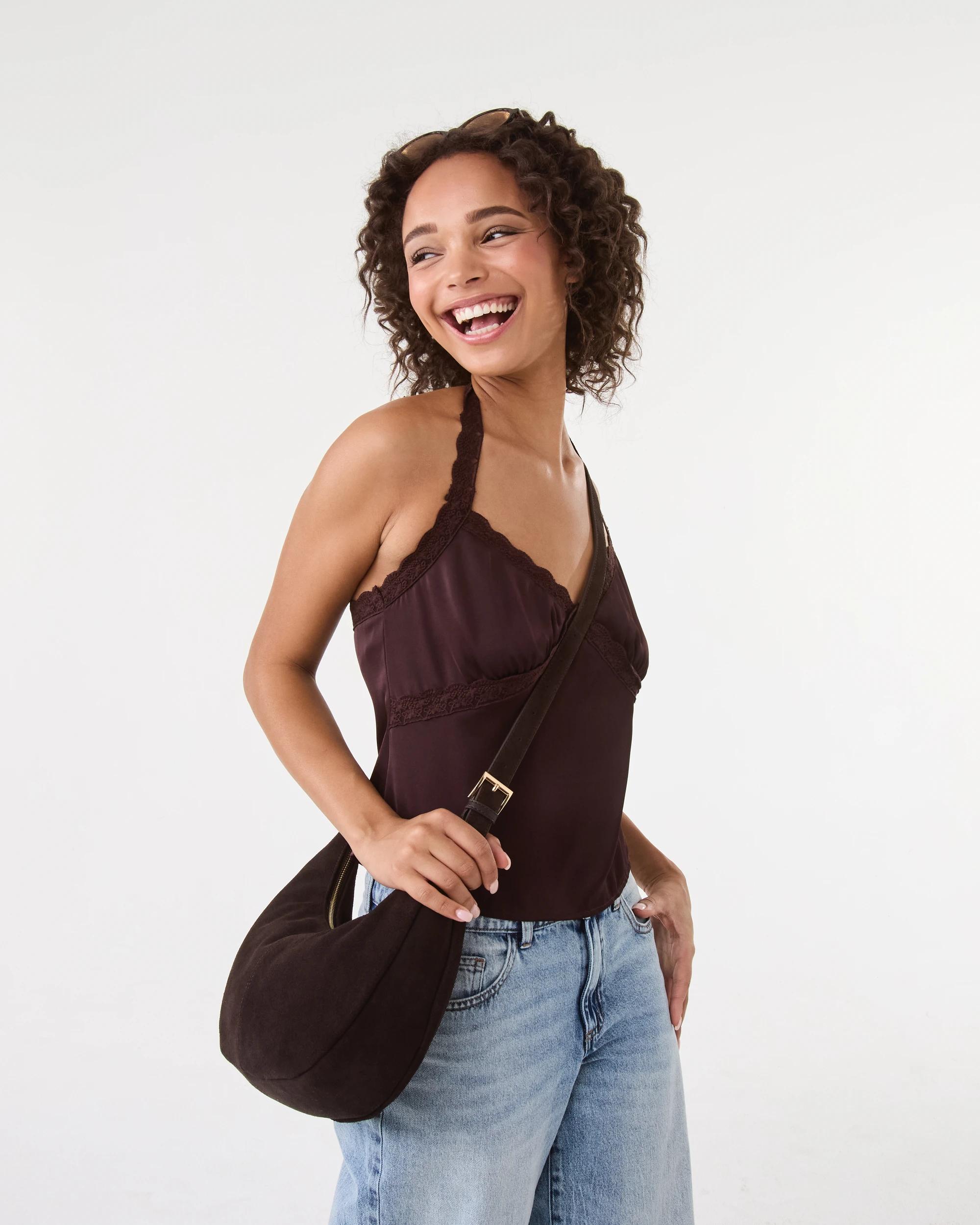 5 Leather Crossbody Bag Deep Fudge, 5 of 9