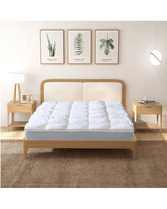 Royal Comfort 1000GSM Luxury Bamboo Fabric Gusset Mattress Topper Pad Cover - King Bed - White