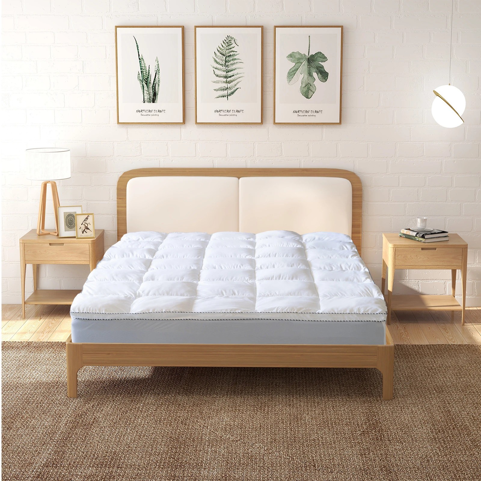 1 Royal Comfort 1000GSM Luxury Bamboo Fabric Gusset Mattress Pad Topper Cover - King Bed - White, 1 of 8