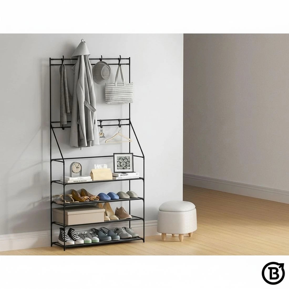 8 Artiss Shoe Rack Hall Tree 16 Pairs - Black, 8 of 8