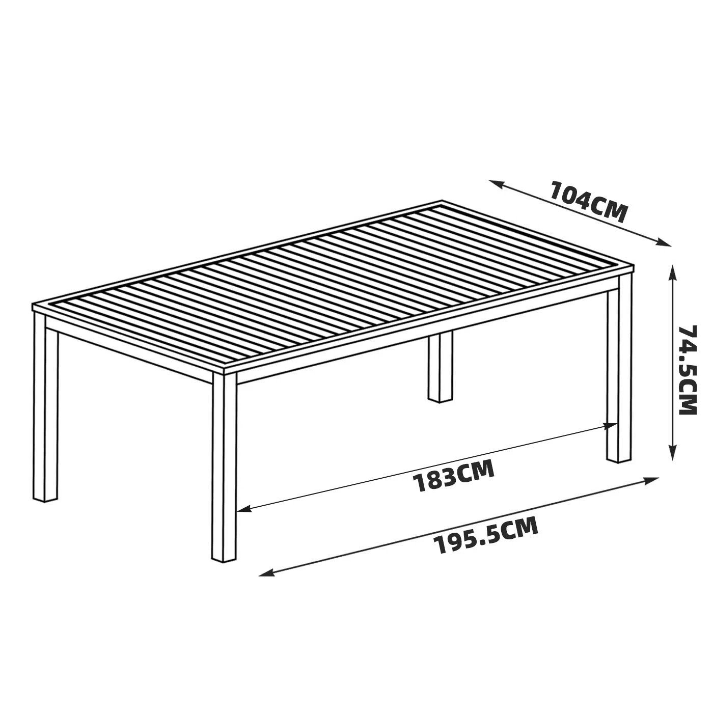 6 Moda Living La Perouse Charcoal Aluminium Outdoor Dining Table (195 x 104 cm) - Charcoal, 6 of 7