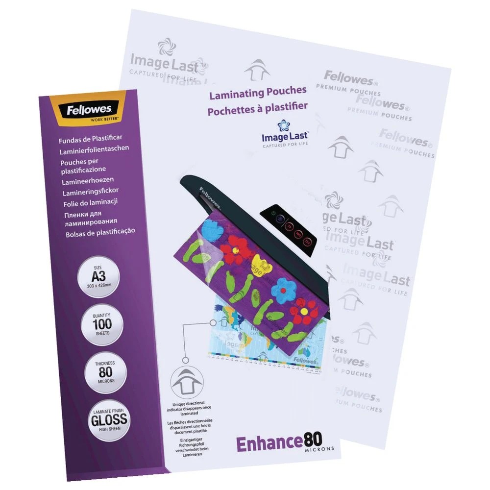 4 Fellowes Laminating Pouches A3 80 Micron 100 Pack, 4 of 4