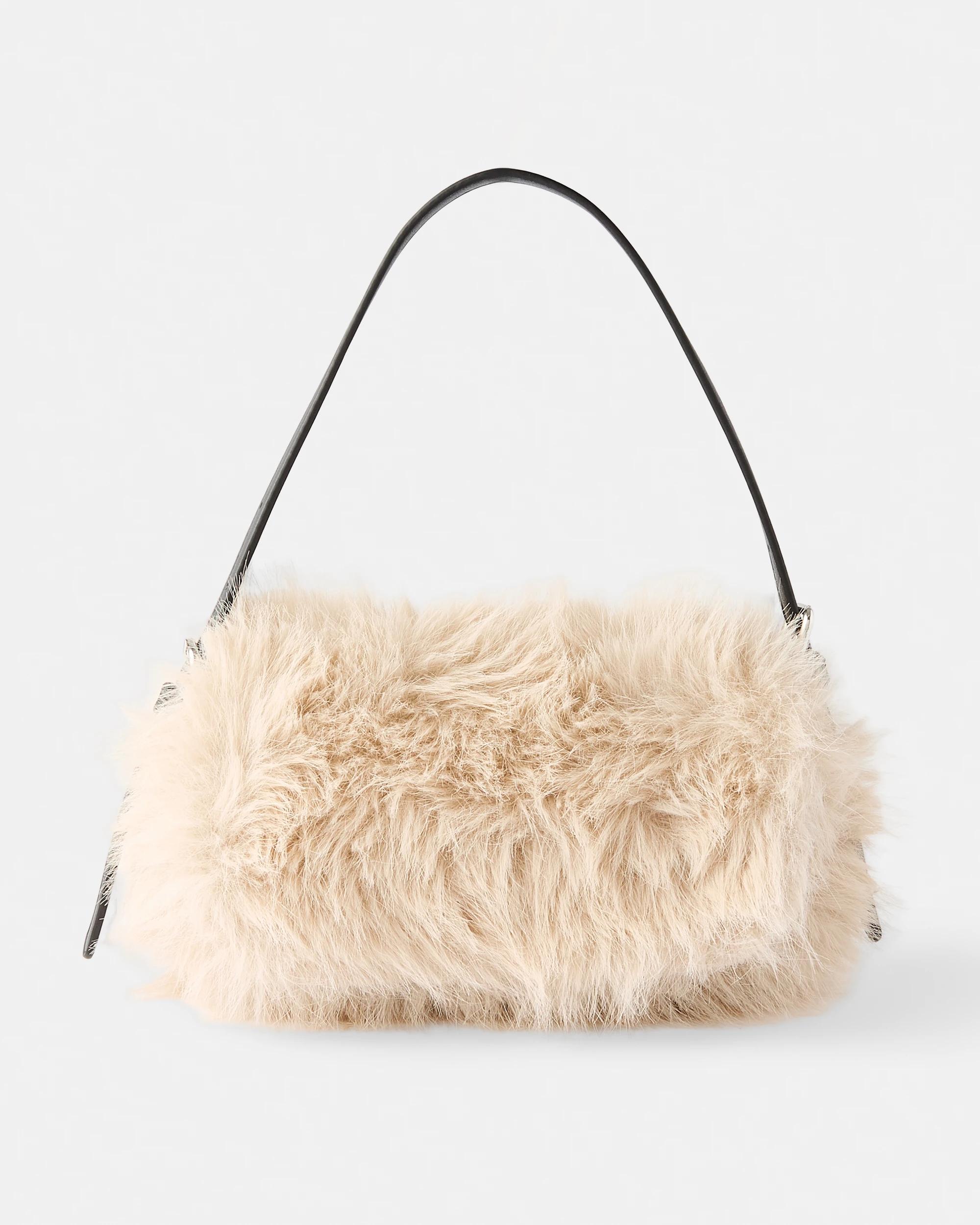 1 Faux Fur Shoulder Bag Cream, 1 of 10