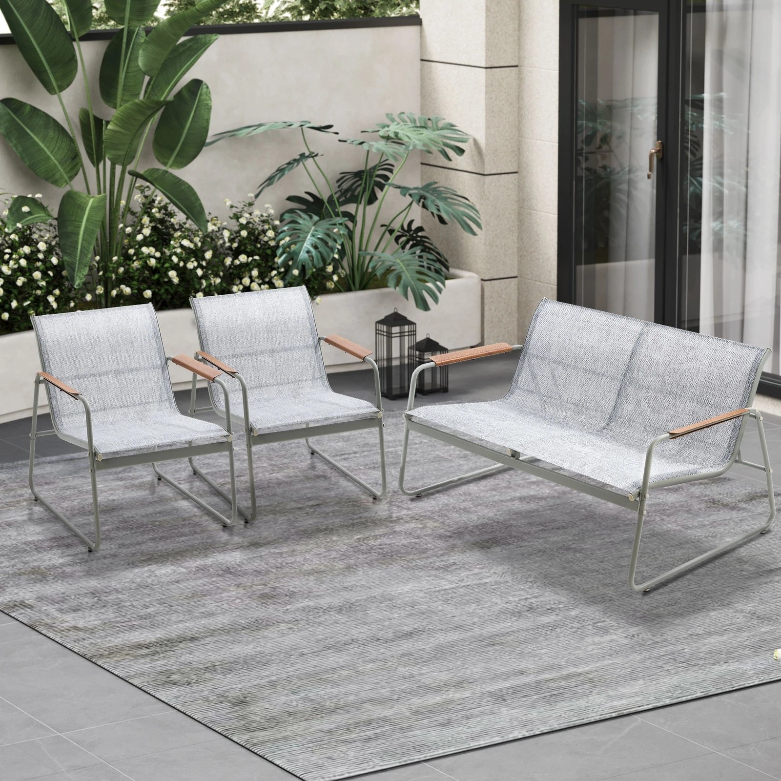 3 Livsip 4 Seater Outdoor Lounge Furniture Patio Set Bench Textilene Sofa Garden - Multi, 3 of 9