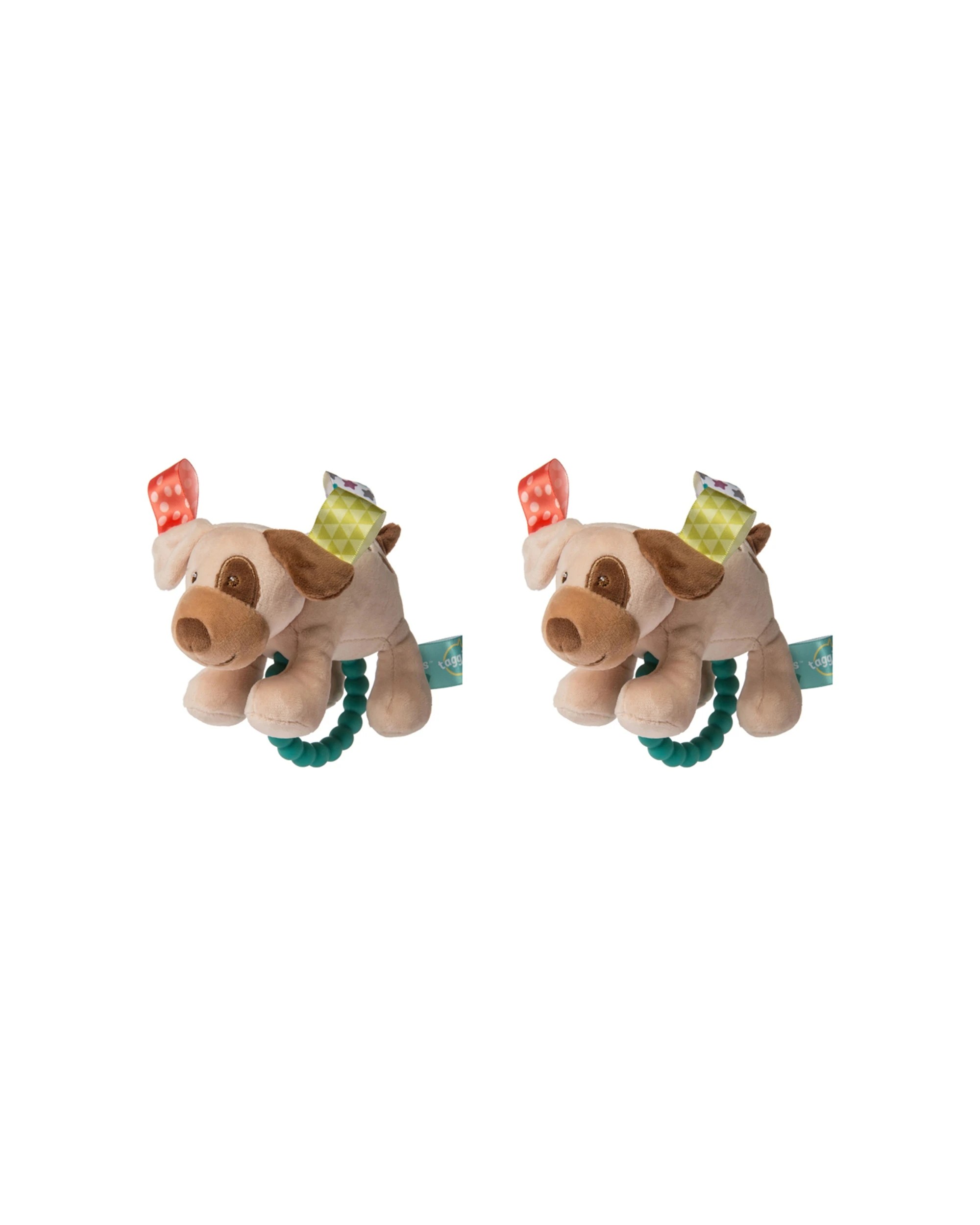 1 Mary Meyer 2PK Taggies Buddy Dog Teether Rattle 15x10cm Baby - Brown, 1 of 5