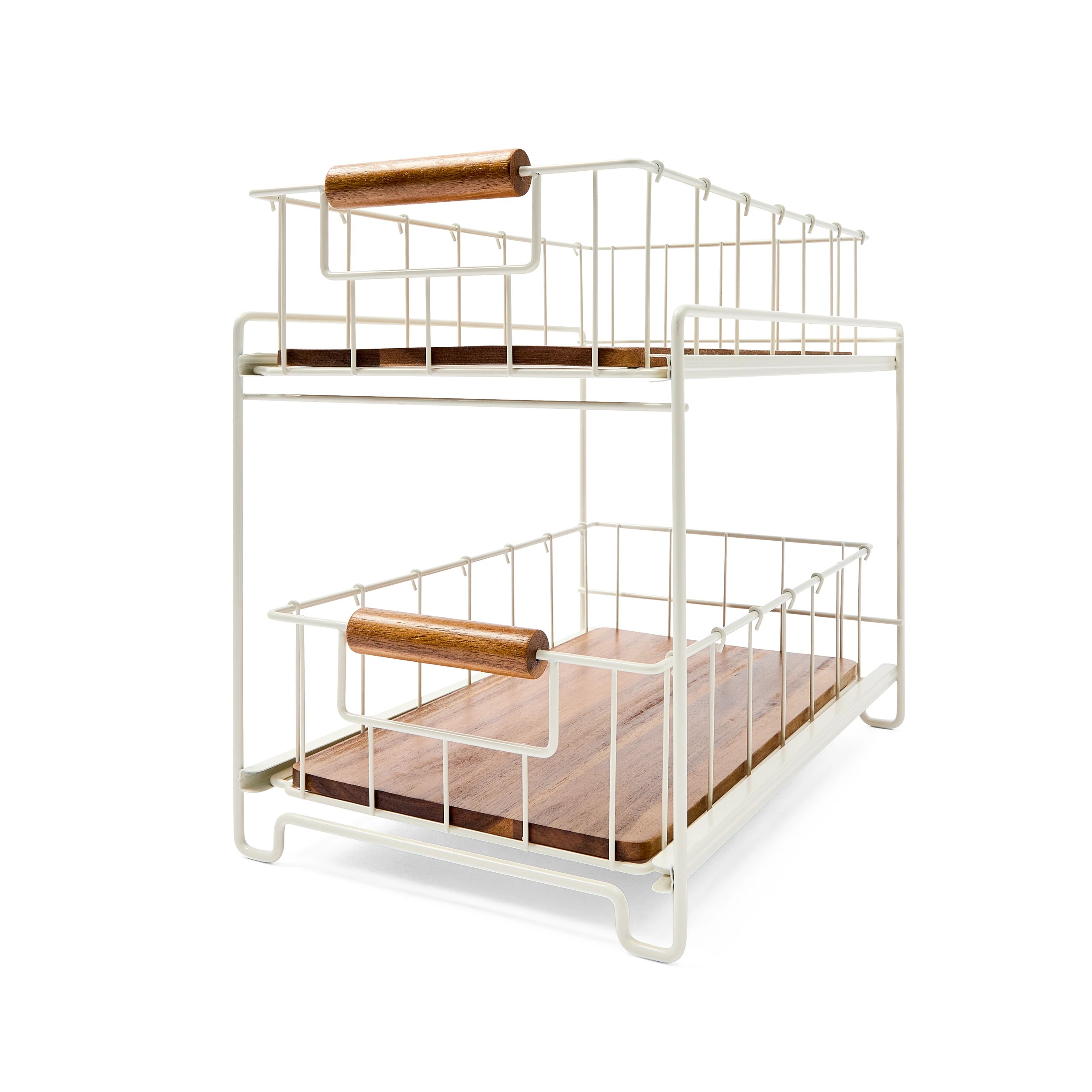 2 Off White and Acacia 2 Tier Drawers, 2 of 10