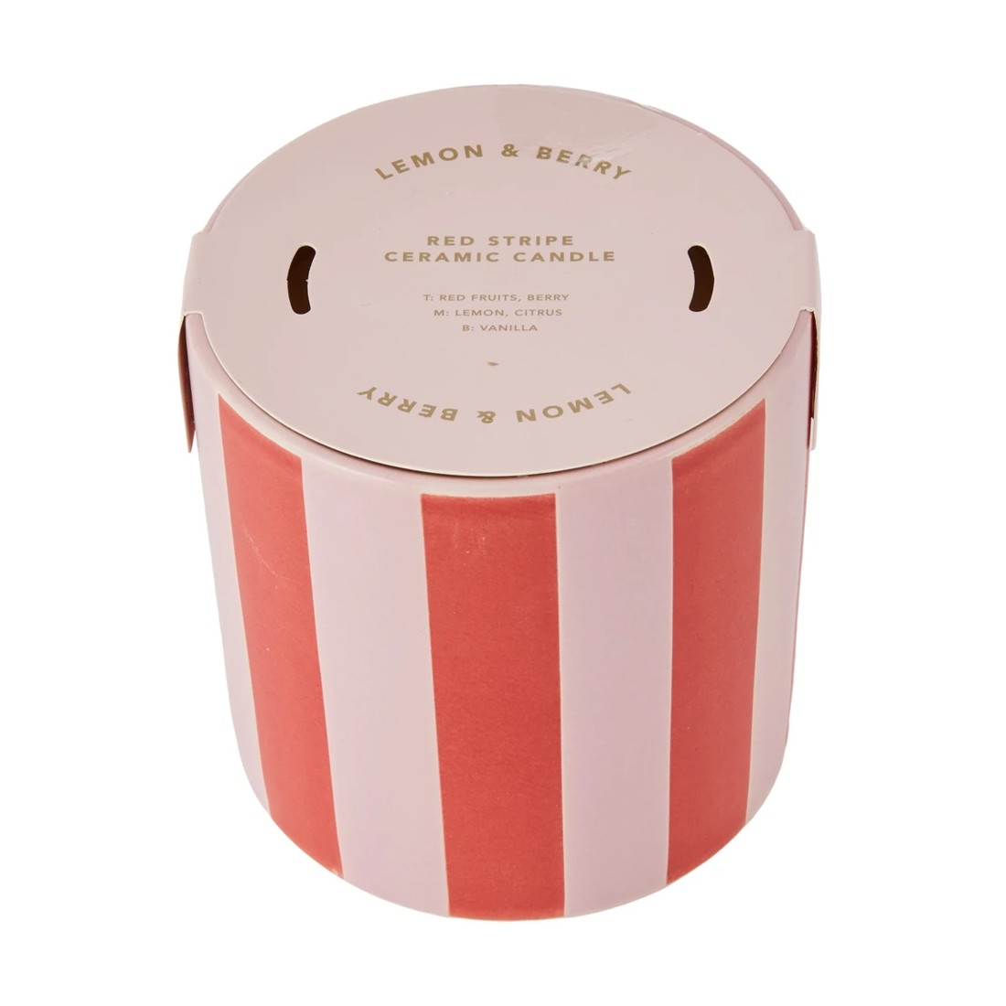 3 Red Stripe Ceramic Candle, 3 of 3