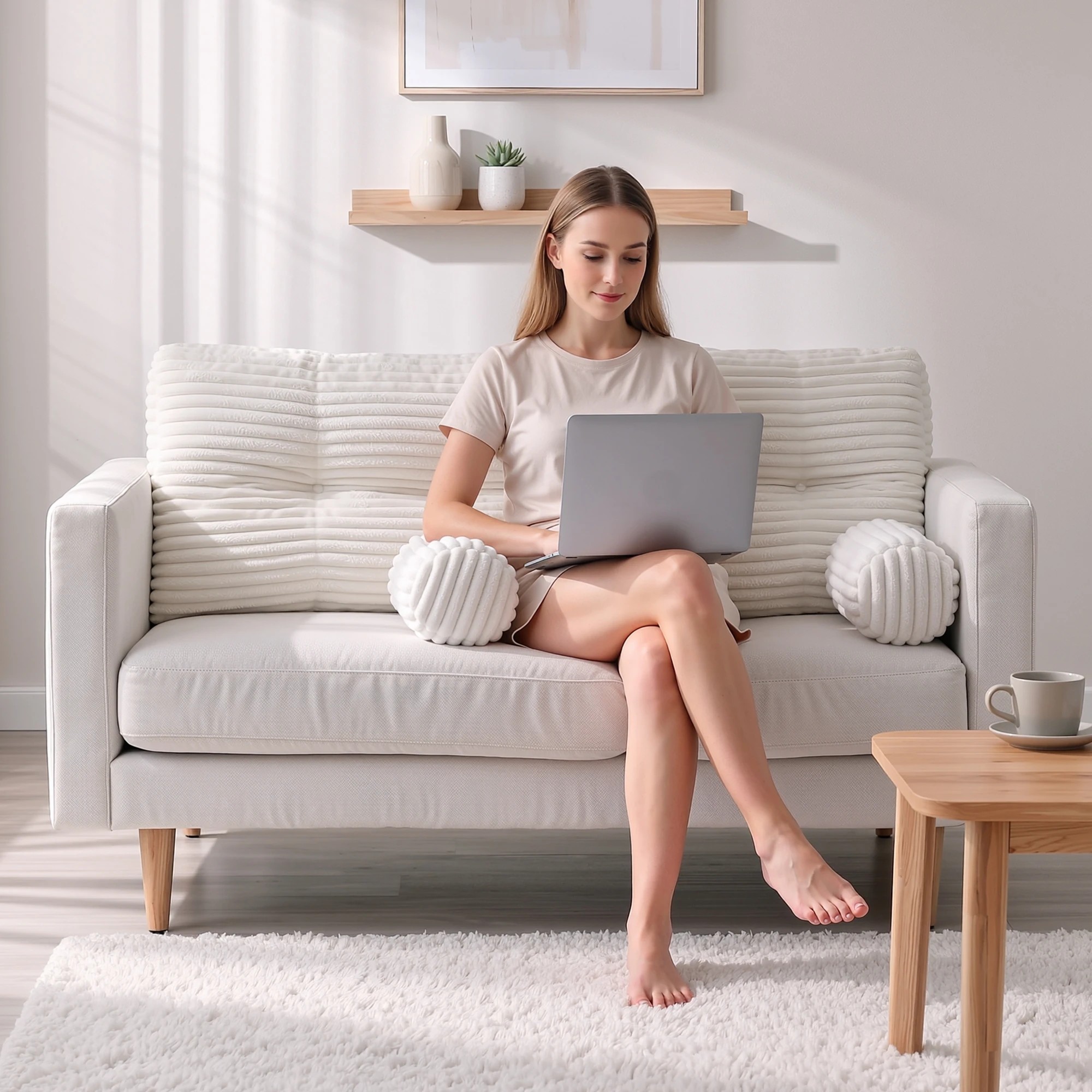 6 Giselle Bedding Sofa Reading Wedge Pillow Headboard Shredded Foam Support - Double Bed - White, 6 of 9