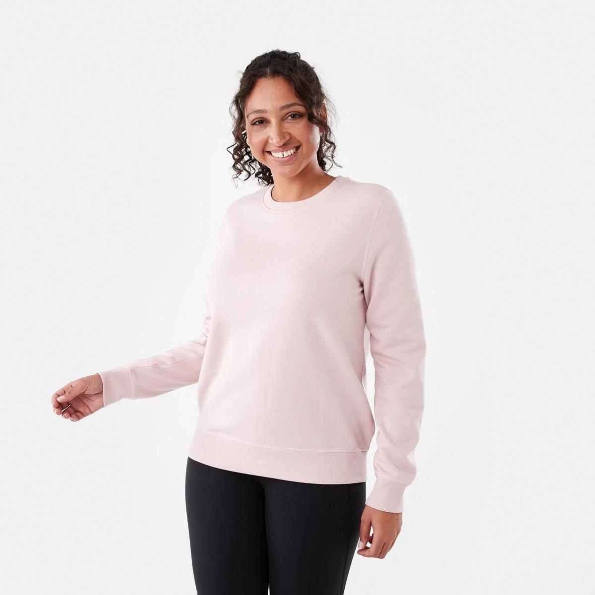 2 Active Womens Basic Crew Sweatshirt QUARTZ PINK, 2 of 5