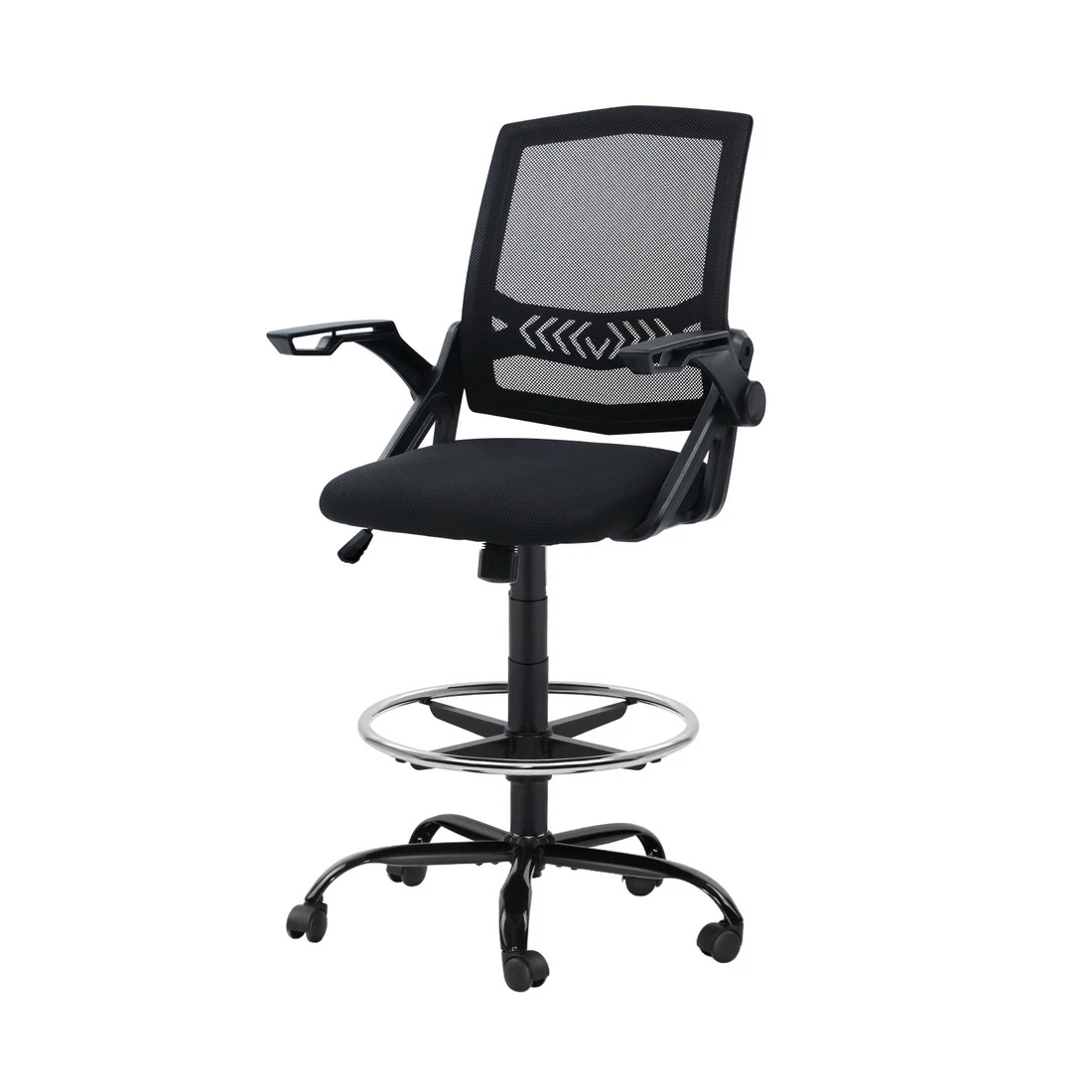 1 Artiss Office Chair Drafting Stool Mesh Chairs - Black, 1 of 7