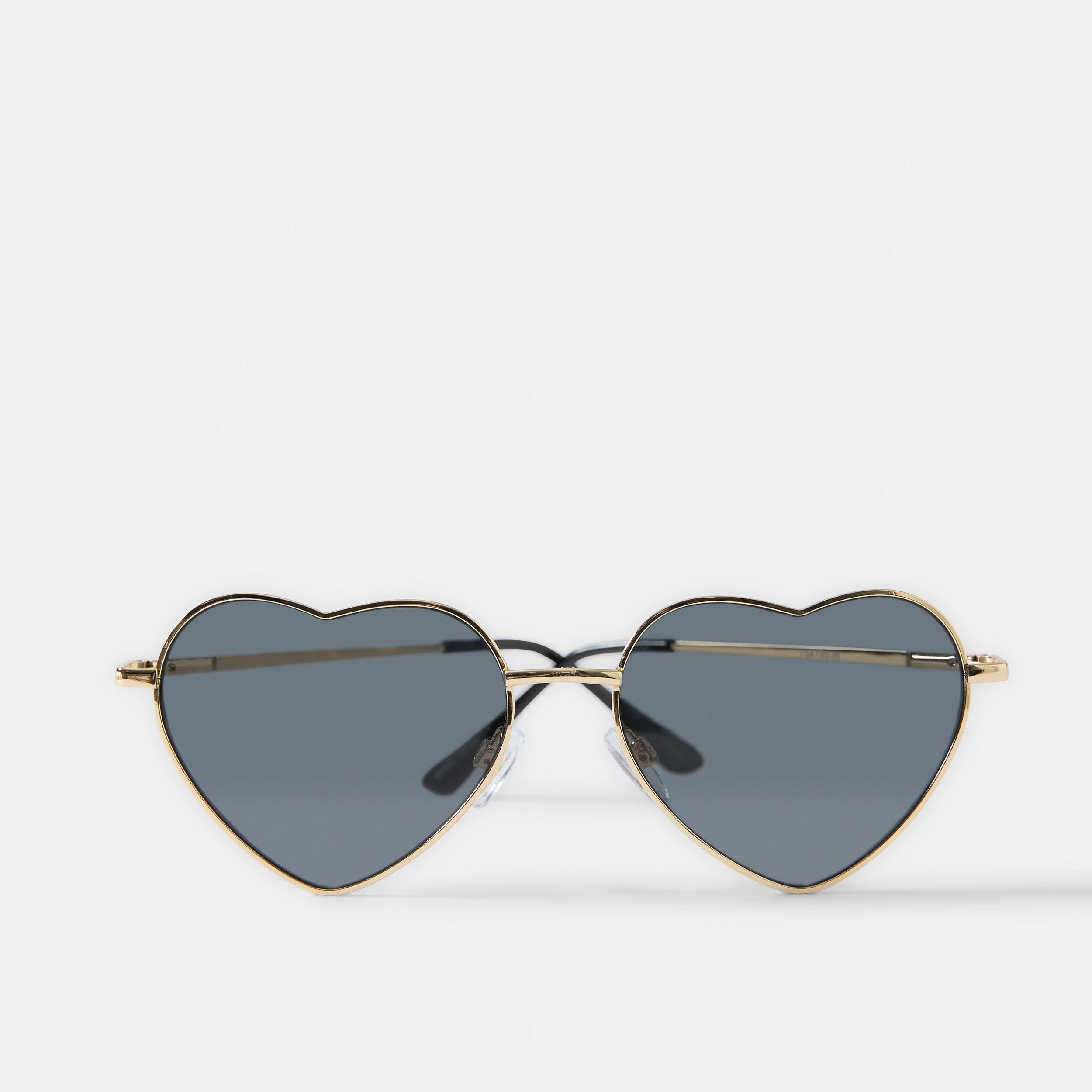 4 Womens Metal Heart Sunglasses GOLD, 4 of 6