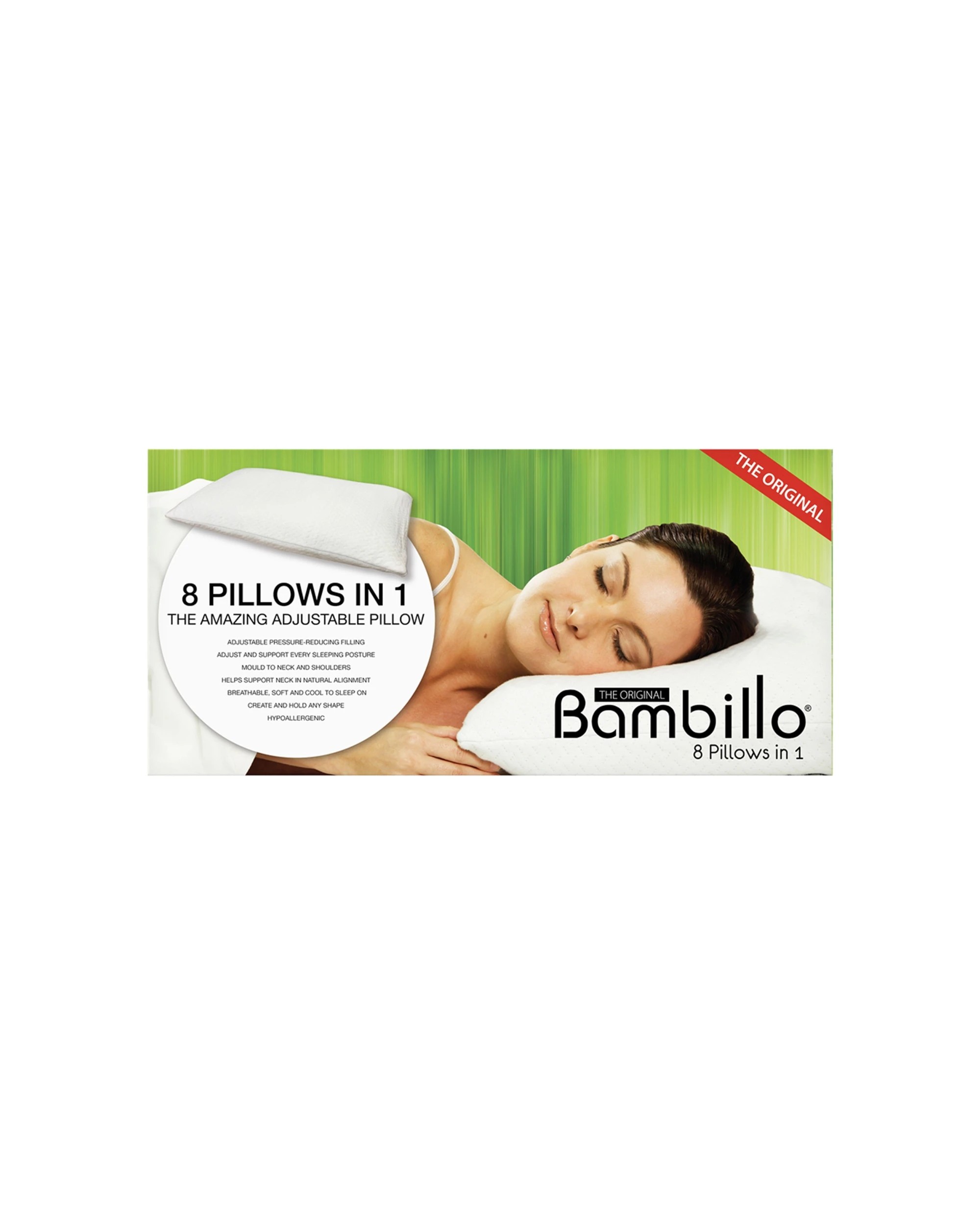 1 Bambillo 8-in-1 Pillow Queen Rectangle Home Bedding Soft Sleeping Cushion
 - White, 1 of 3