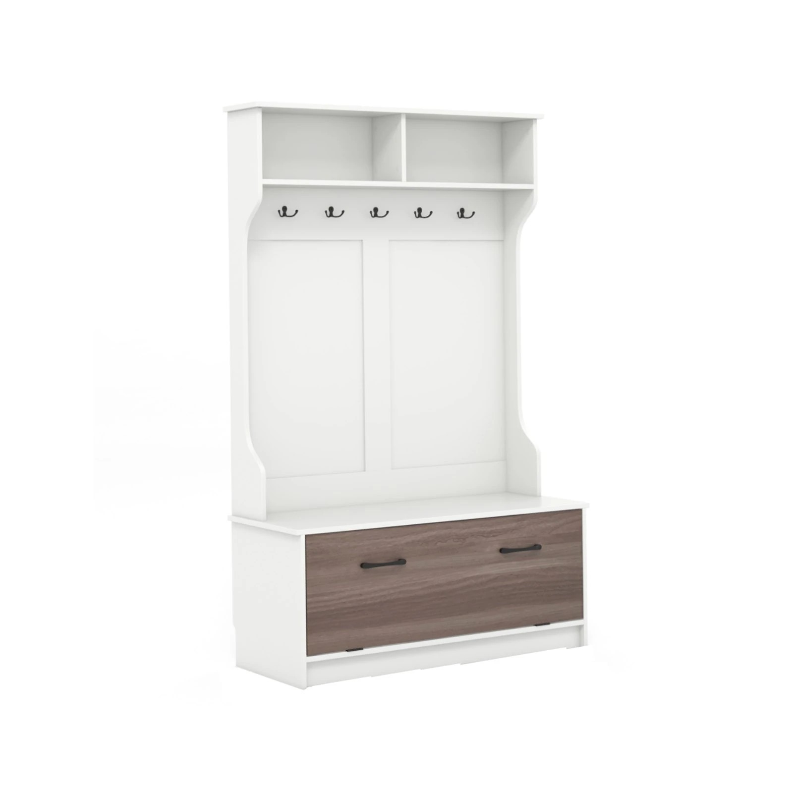 1 Costway 160cm Hall Tree Coat Clothes Rack Shoe Storage Bench w/Hooks, 1 of 9