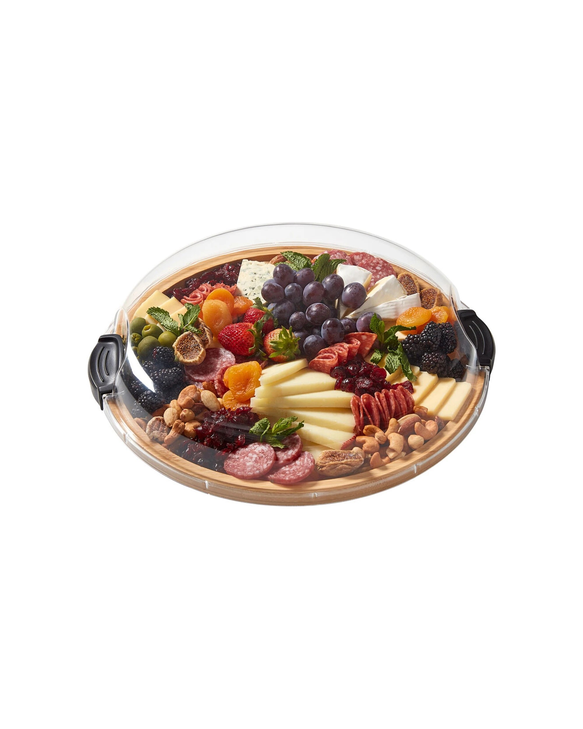 3 Farberware Build-a-Board Bamboo Round Snacking Board With Lid 35.5cm - Natural, 3 of 4