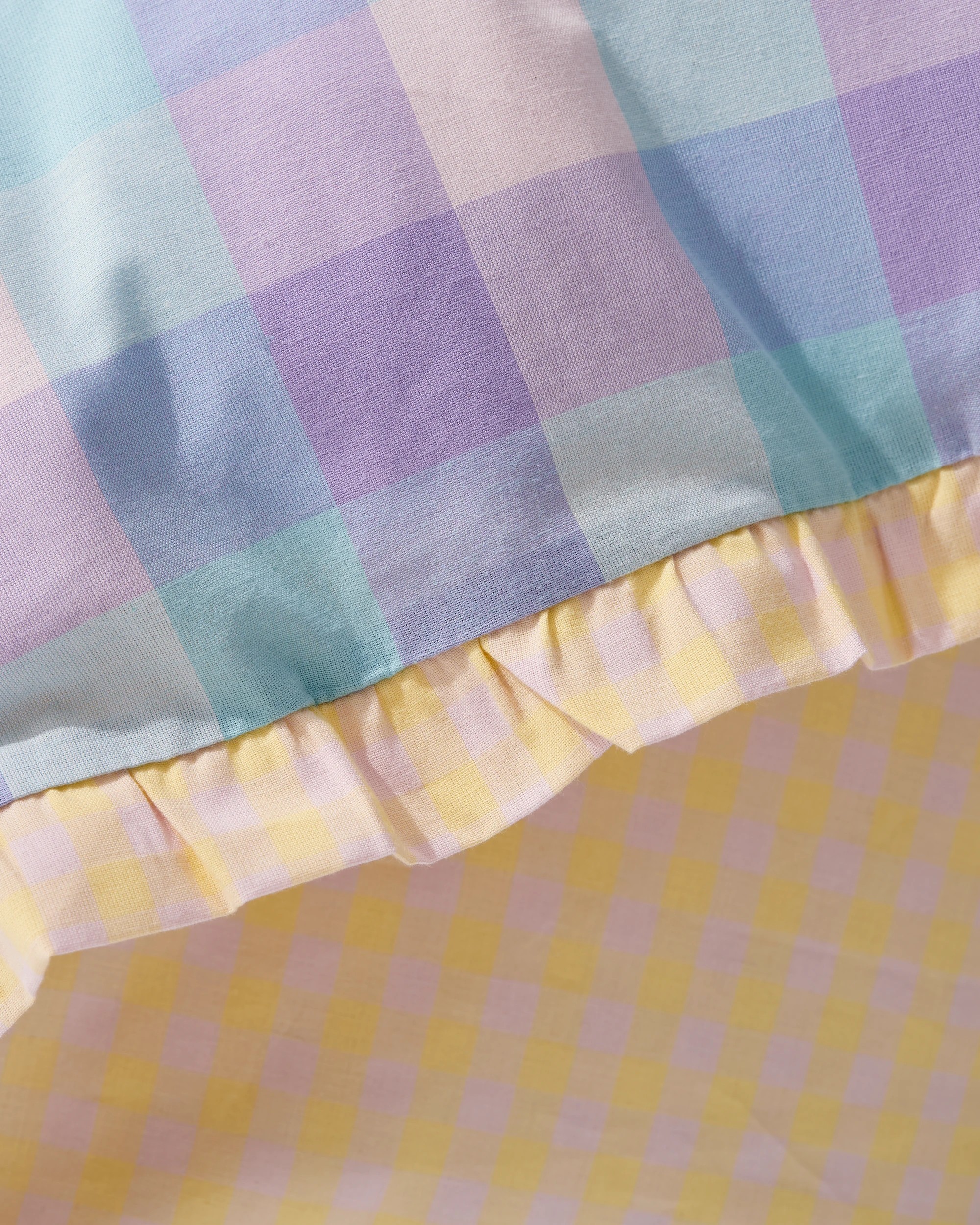 10 Target Grayson Gingham Cotton Ruffle Quilt Cover Set - Single Bed - Purple, 10 of 10