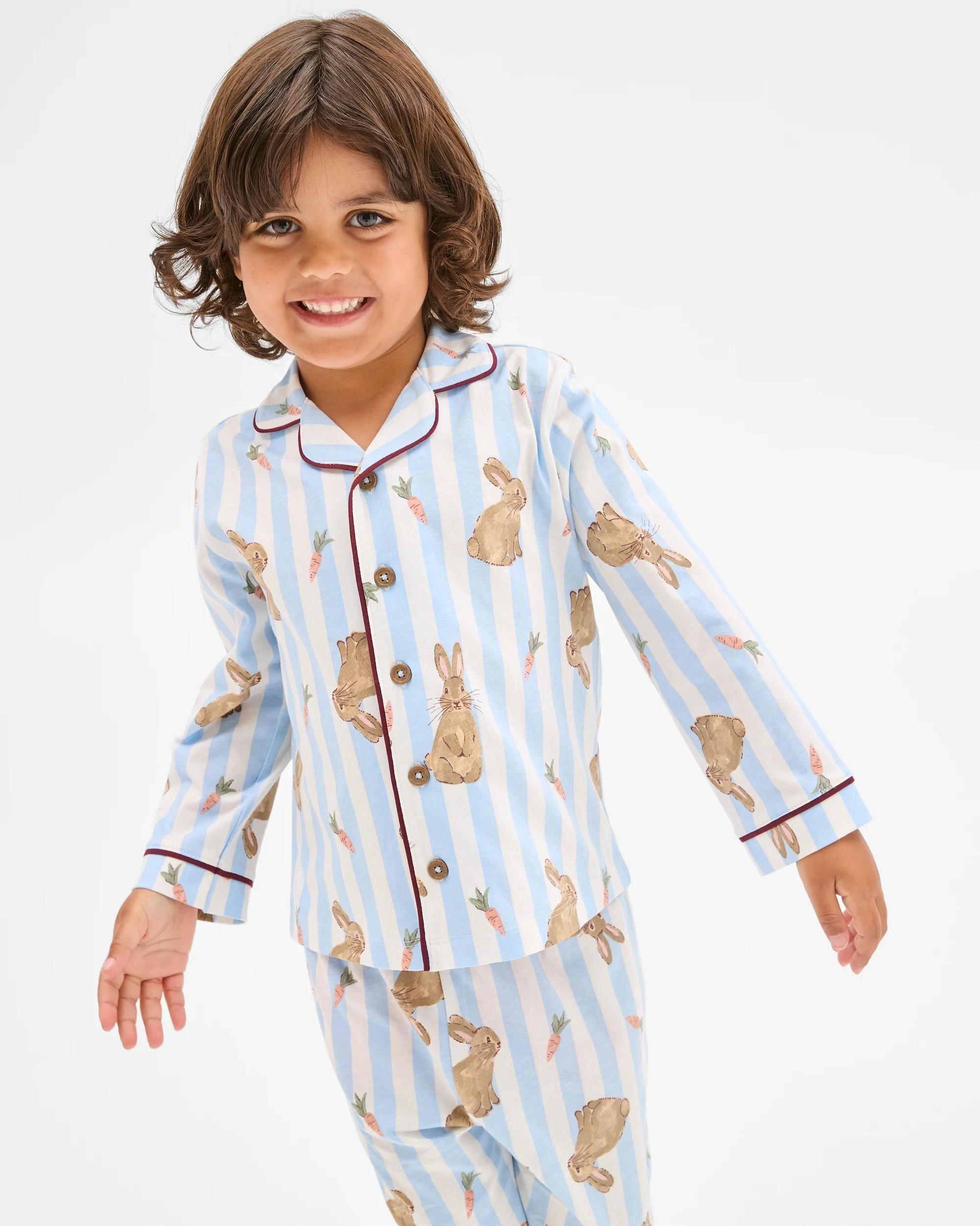 4 Target Kids Family Matching Australian Cotton Easter Younger Kids Pyjama Set - Bunny Stripe BUNNY BLUE, 4 of 9