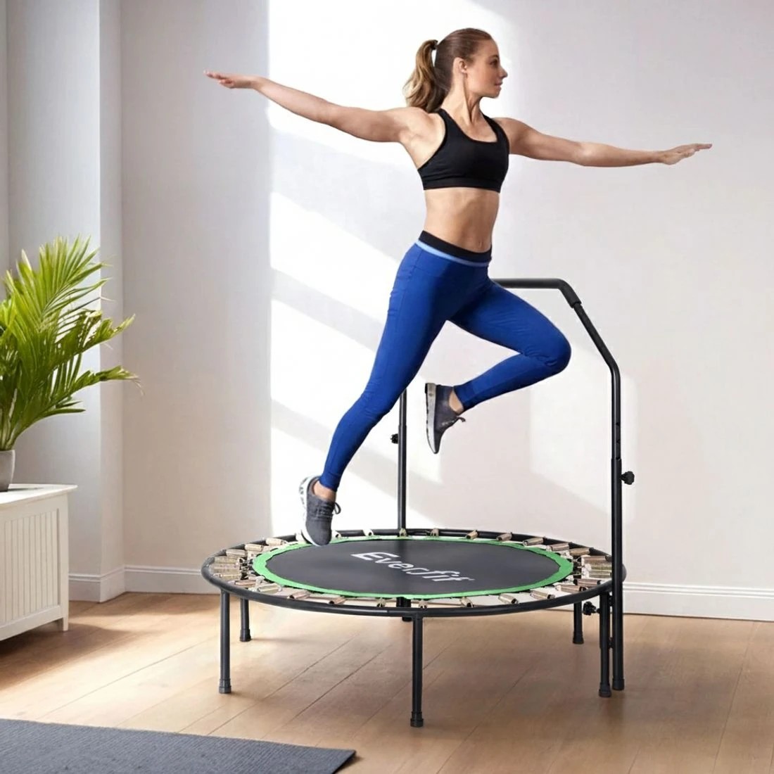 4 Everfit 48inch Round Fitness Trampoline Rebounder Adjustable Handrail - Multi, 4 of 7