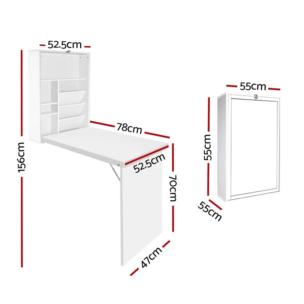 2 Artiss Computer Desk Bookshelf Wall Mount - White, 2 of 7