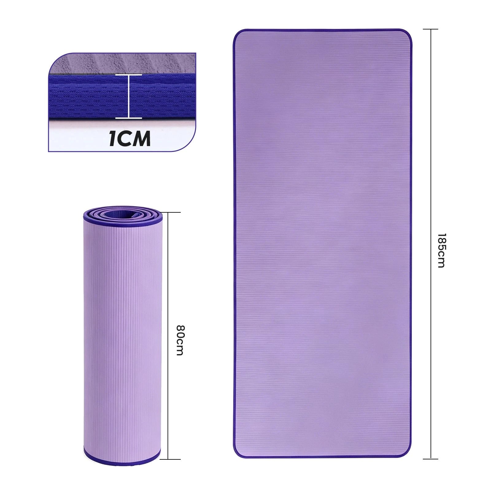 2 Ausway 10mm Thick Yoga Mat Non-Slip NBR Fitness Exercise Pad for Pilates, Gym, Stretching Workouts 185x80cm, 2 of 6