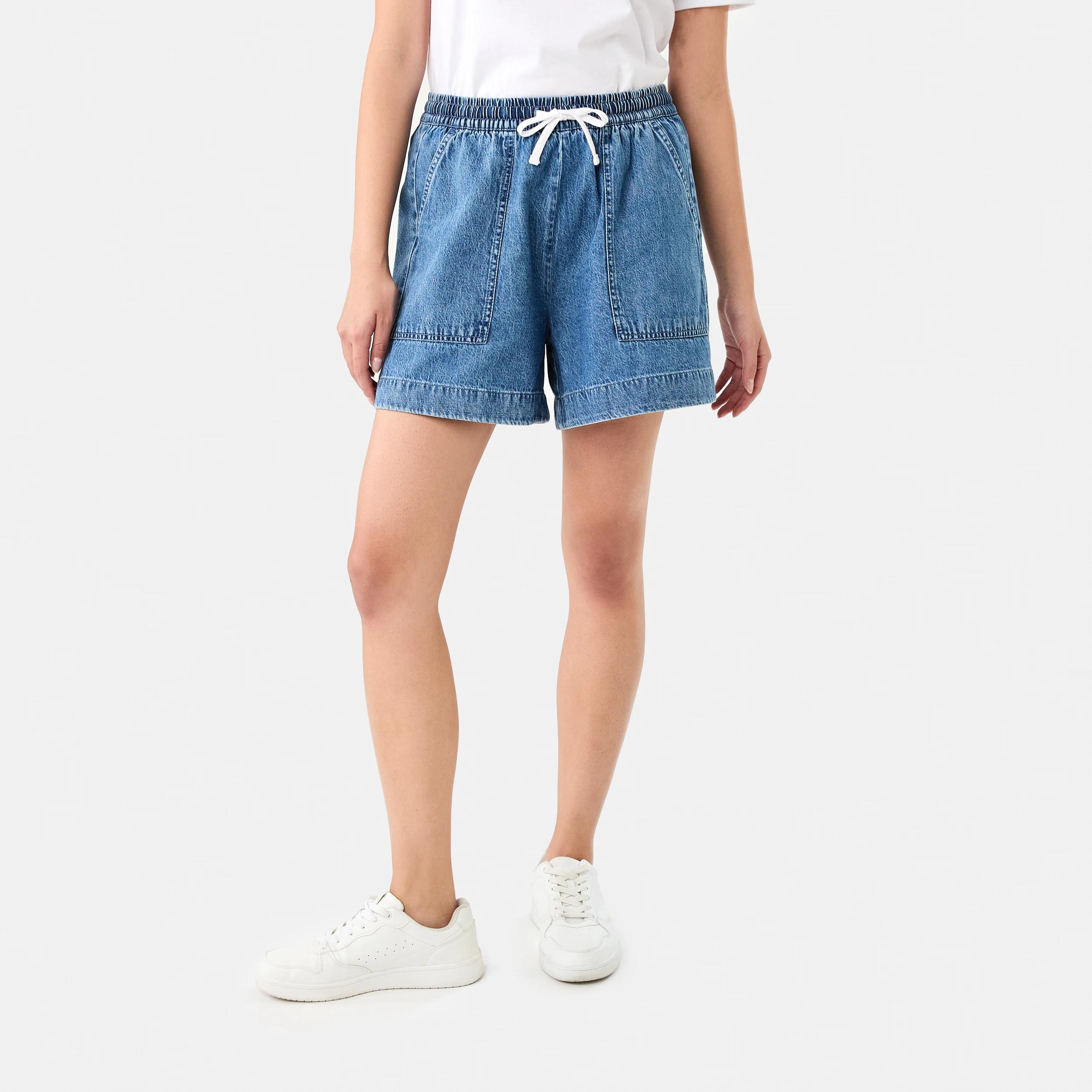 8 Patch Pocket Denim Shorts MID BLUE DENIM WASH, 8 of 8