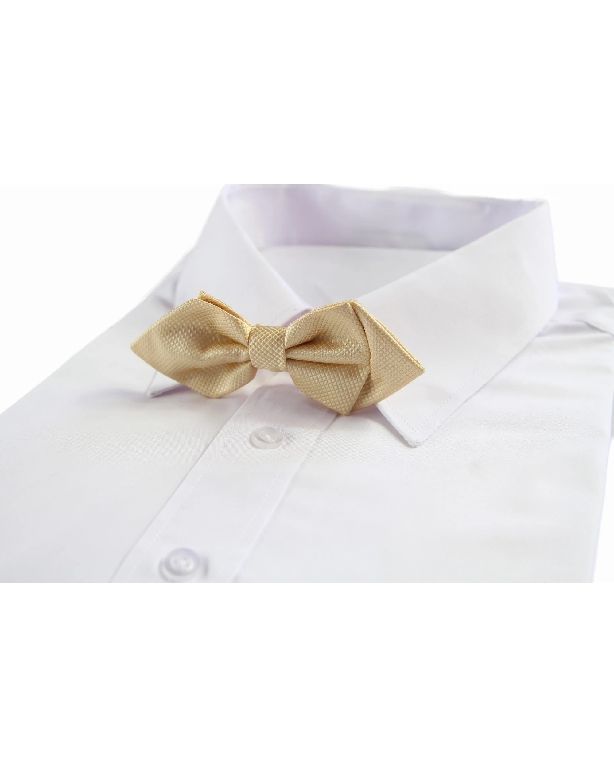 1 Zasel Mens Gold Diamond Shaped Checkered Bow Tie - Gold, 1 of 4