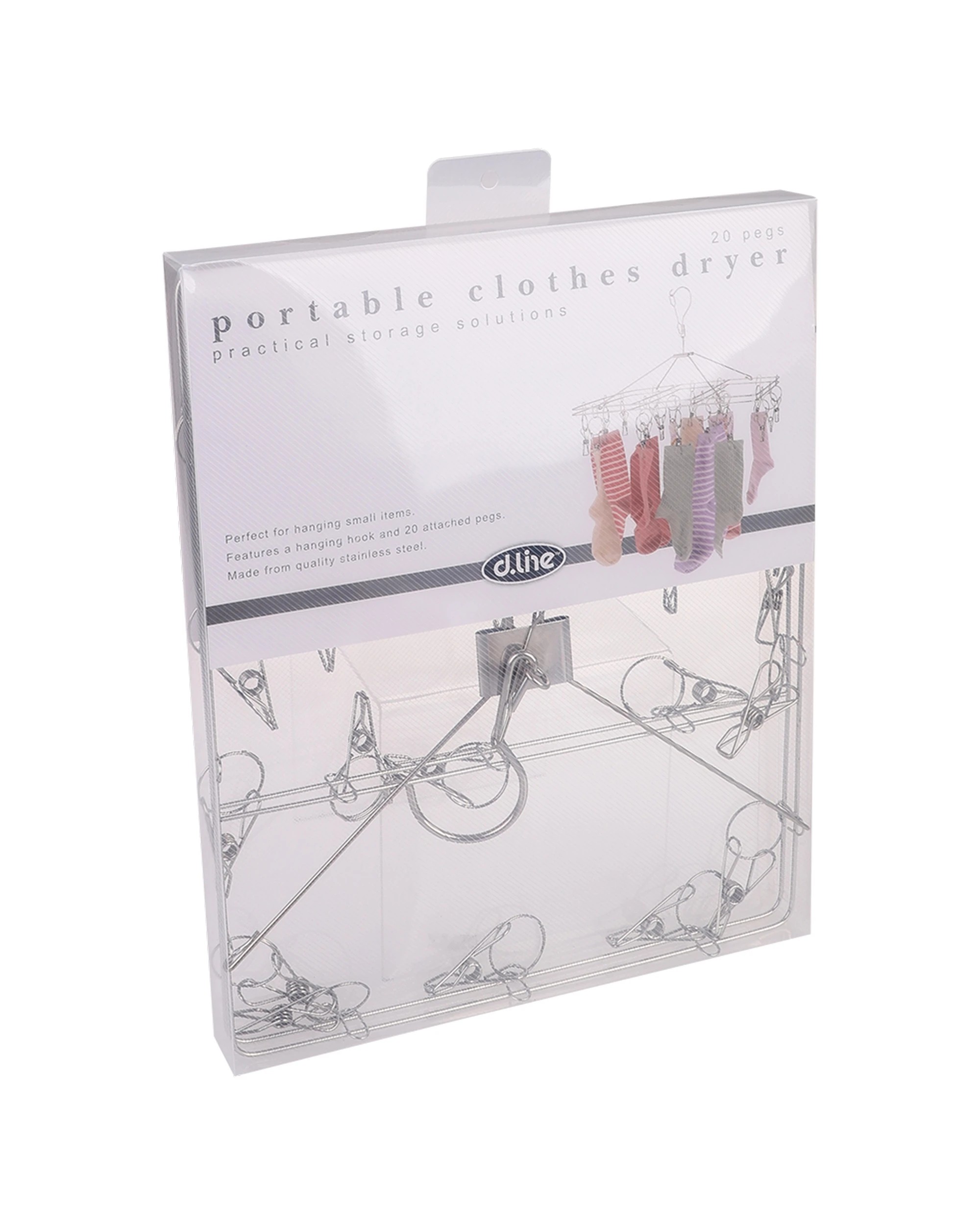 2 D.LINE Stainless Steel Hanging Rectangle Clothes Dryer 20 Pegs 37x30cm - Plain, 2 of 3