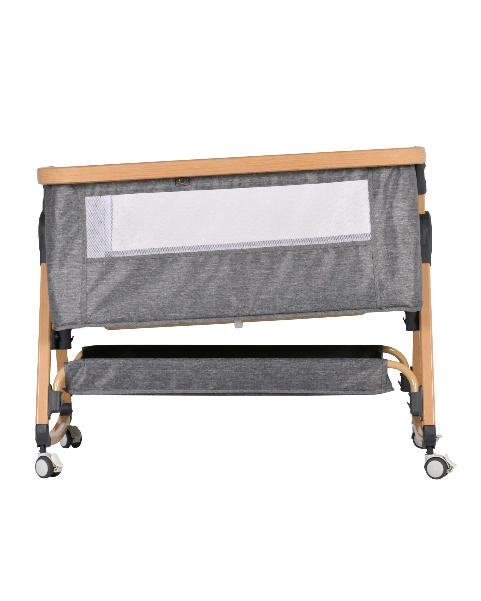 4 Advwin 3 in 1 Baby Bassinets  Bedside Crib with Mattress Grey & Wood Grain, 4 of 9