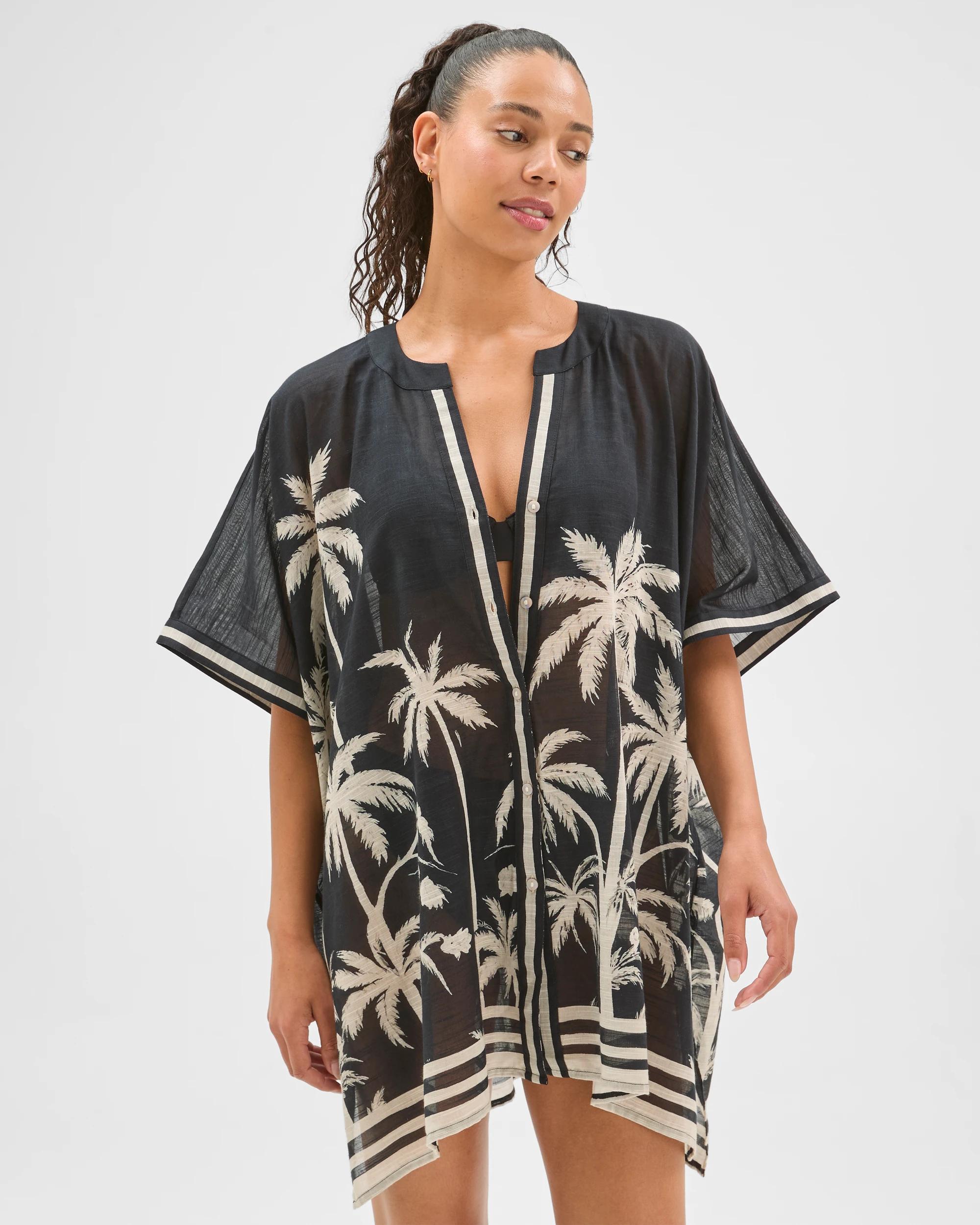 2 Target Woman Resort Cotton Square Cover Up MULTI PALM TREE PRINT, 2 of 7