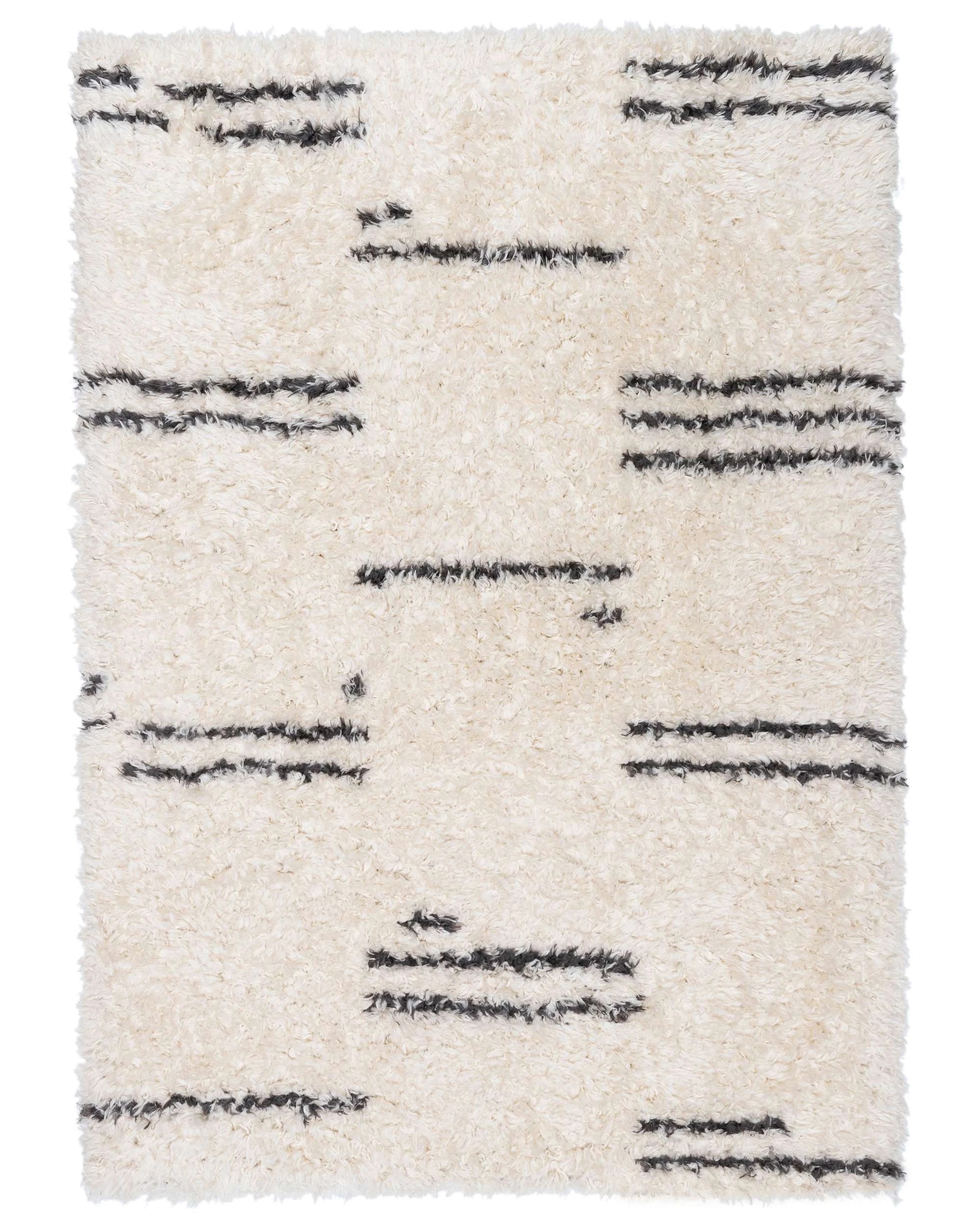 1 Loopsie Bao Striped Shag Rug-330cm x 240cm - White, 1 of 8