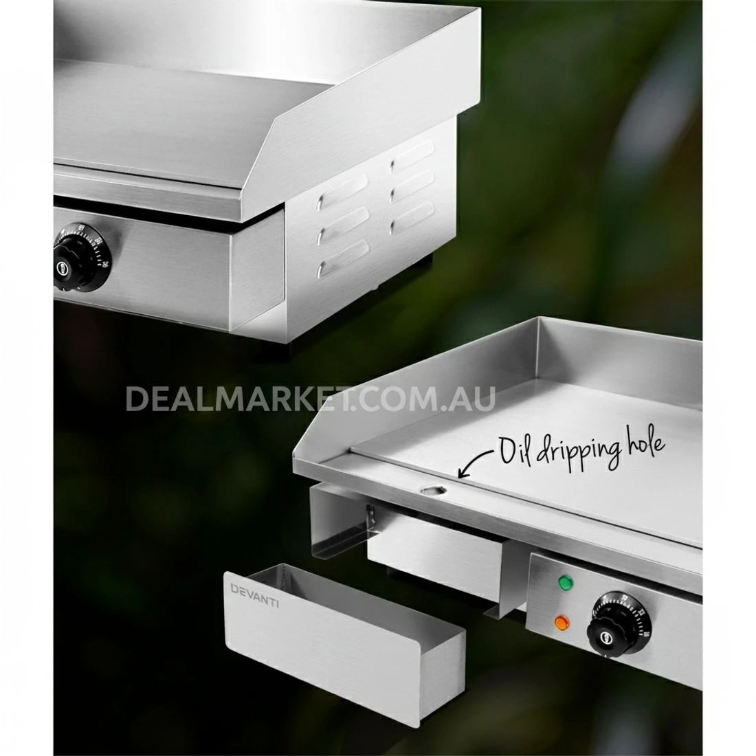 4 Devanti Commercial Electric Griddle 55cm BBQ Grill Plate 3000W - Silver, 4 of 7