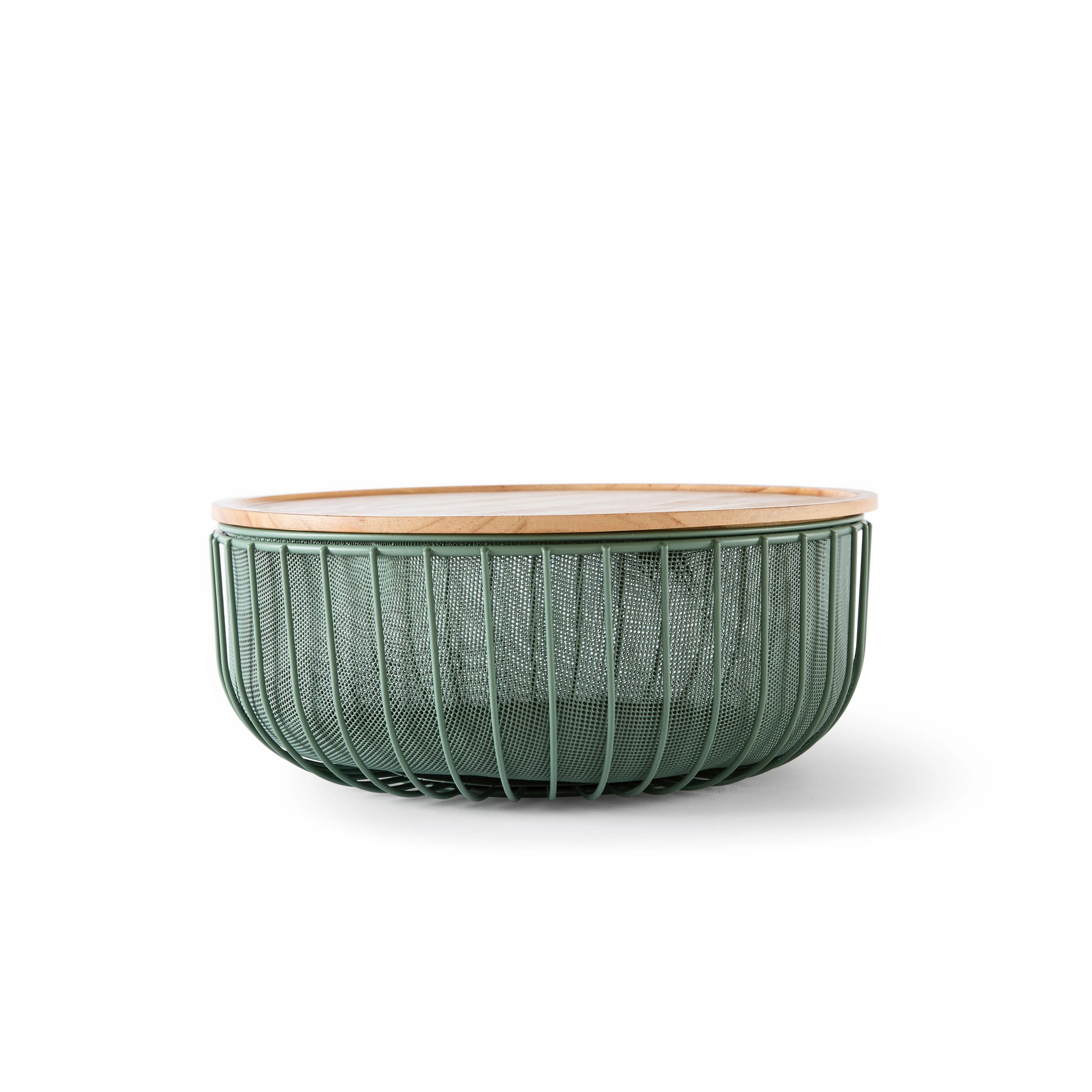 3 3 Piece Metal and Wood Fruit Bowl - Green, 3 of 8