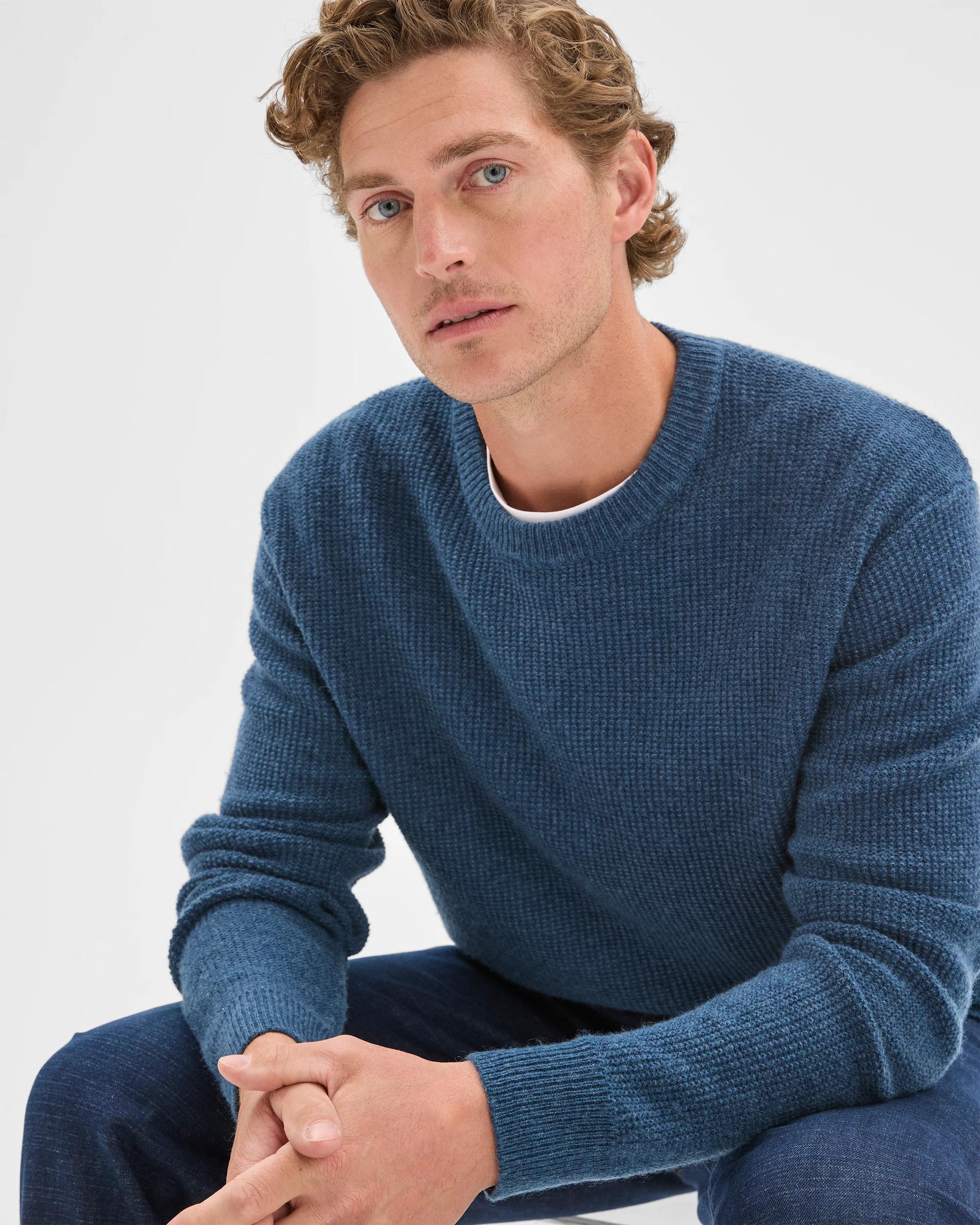 3 Target Man Lambswool Long Sleeve Crew Neck Knit Jumper BRIGHT BLUE, 3 of 7