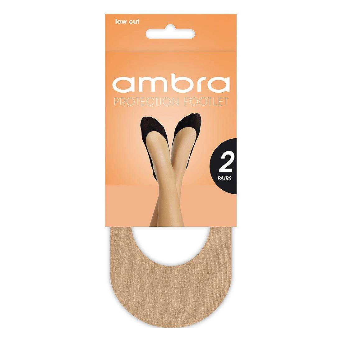 1 Ambra 2 Pack Foot Protection Footlet Tights NATURAL, 1 of 2