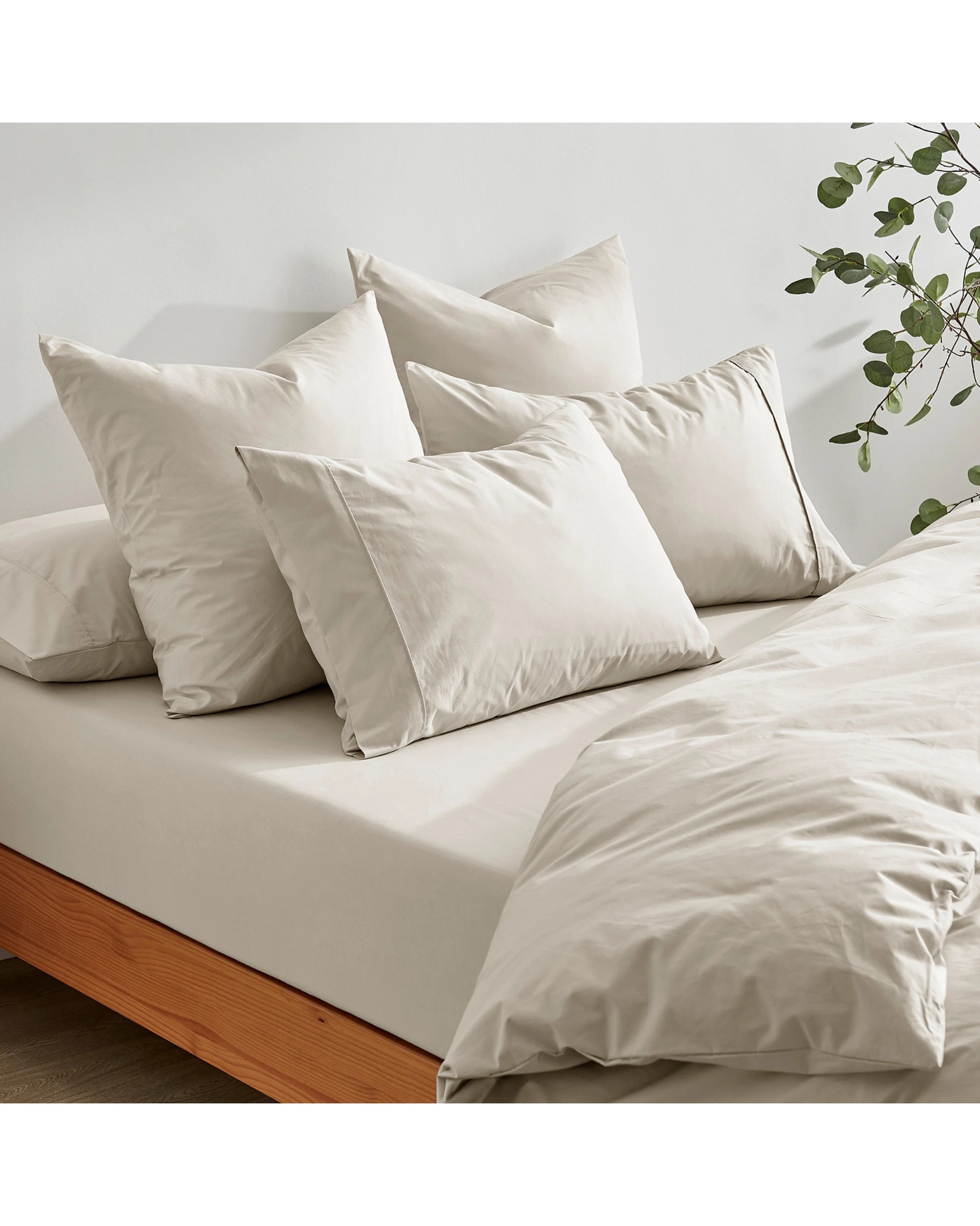 5 Dreamaker 300TC Cotton Percale Combo Fitted Sheet Set - King Bed - Oat, 5 of 7