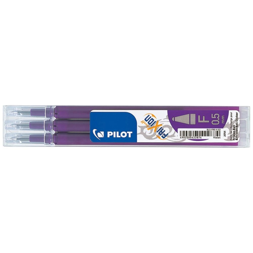 1 PILOT Frixion Erasable Gel Ink Refill 0.5mm Violet 3 Pack, 1 of 3