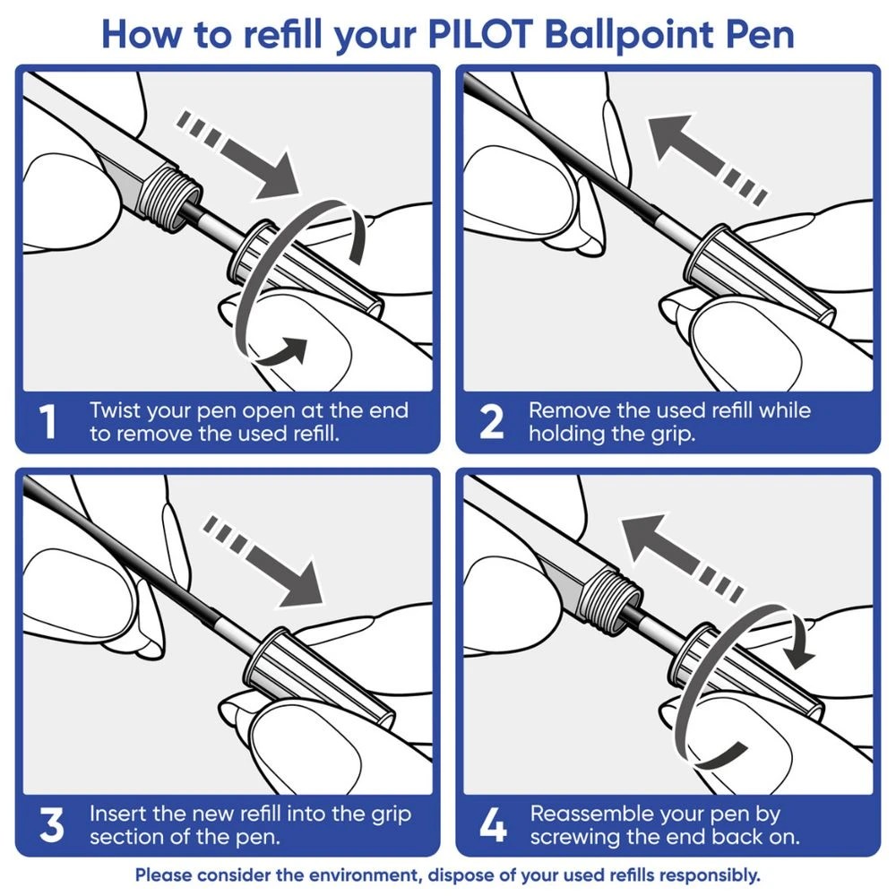5 PILOT RFN-GG-M-B Ballpoint Refill 1.0mm Black, 5 of 6