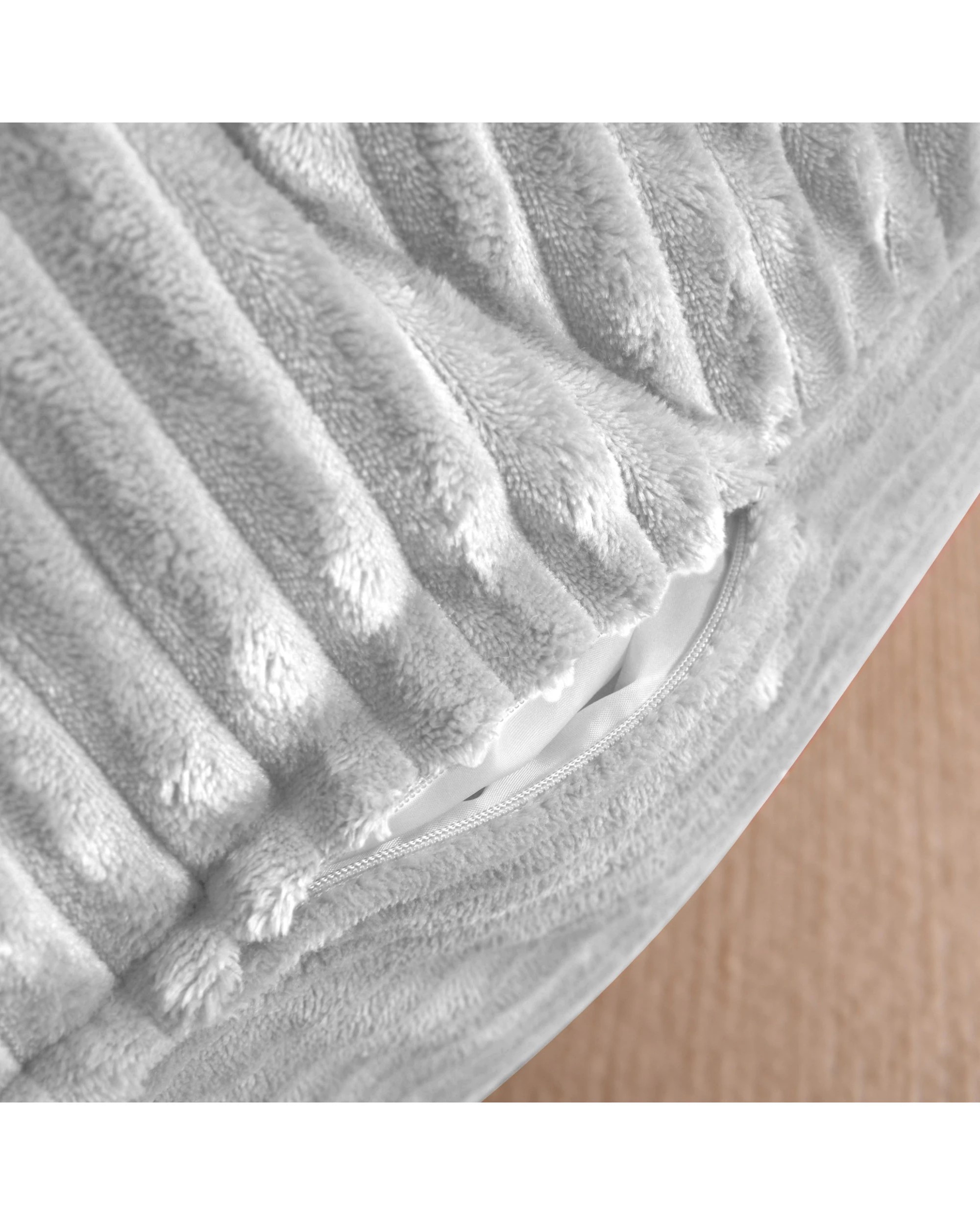 8 Cadence & Co. Wilde Ribbed Luxe Fleece Double Sofa Bean Bag Lounge Cover - Silver Grey, 8 of 8