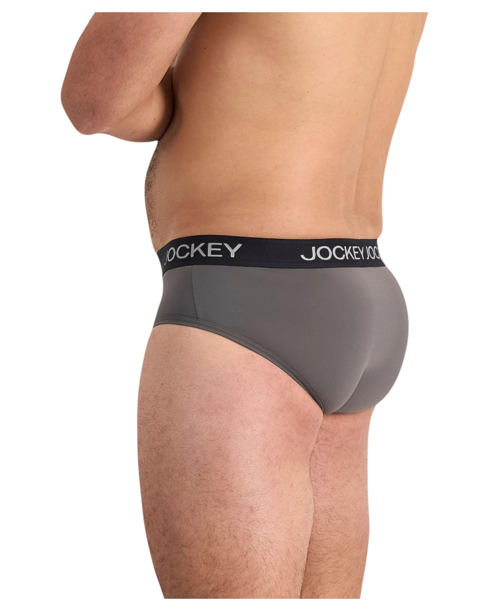 4 Jockey 4 Pack Mens Chafe Proof Pouch Brief Underwear BLACK/GREY, 4 of 7