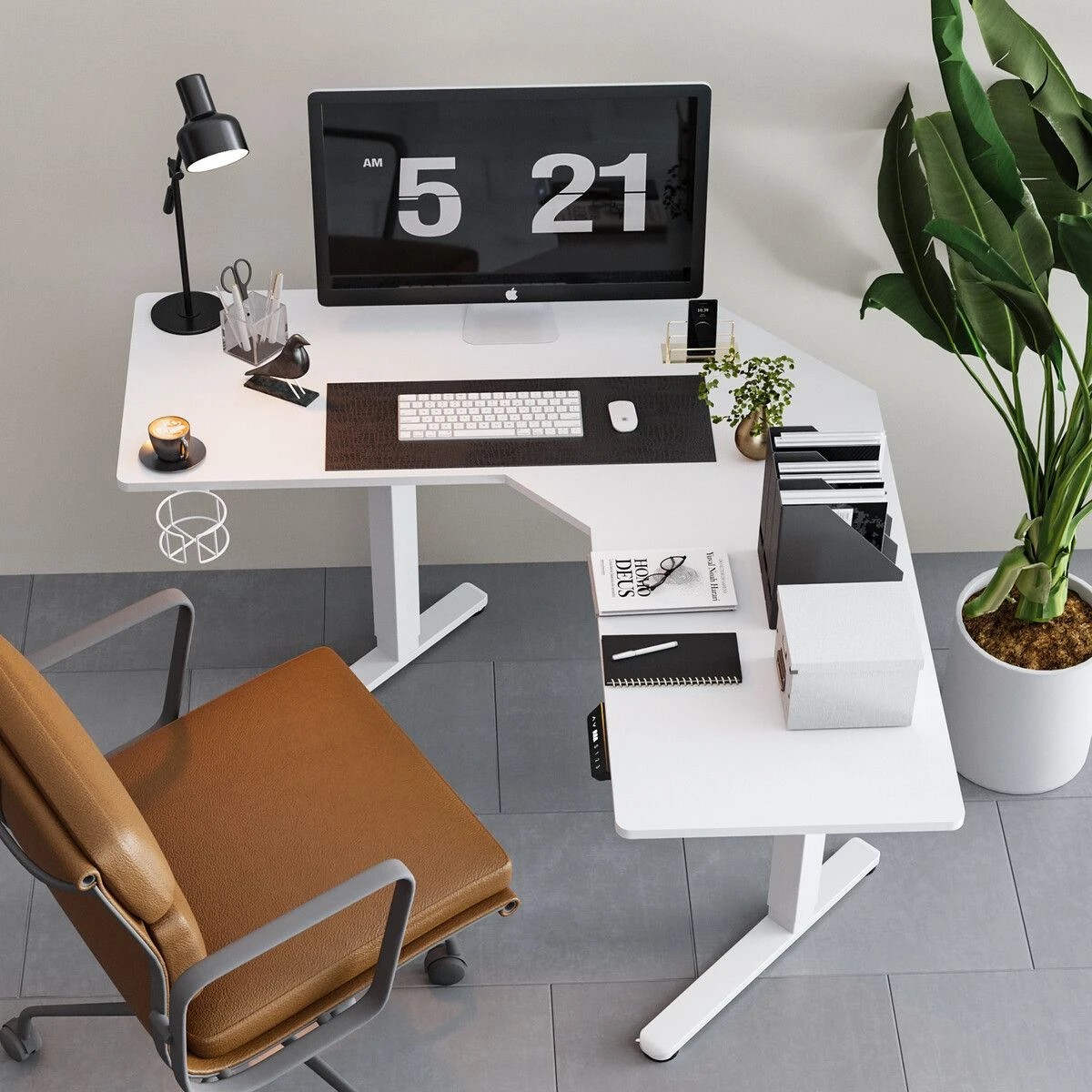 4 Ausway Corner Desk L Shaped Computer Office Gaming Study Table Height Adjustable, 4 of 6